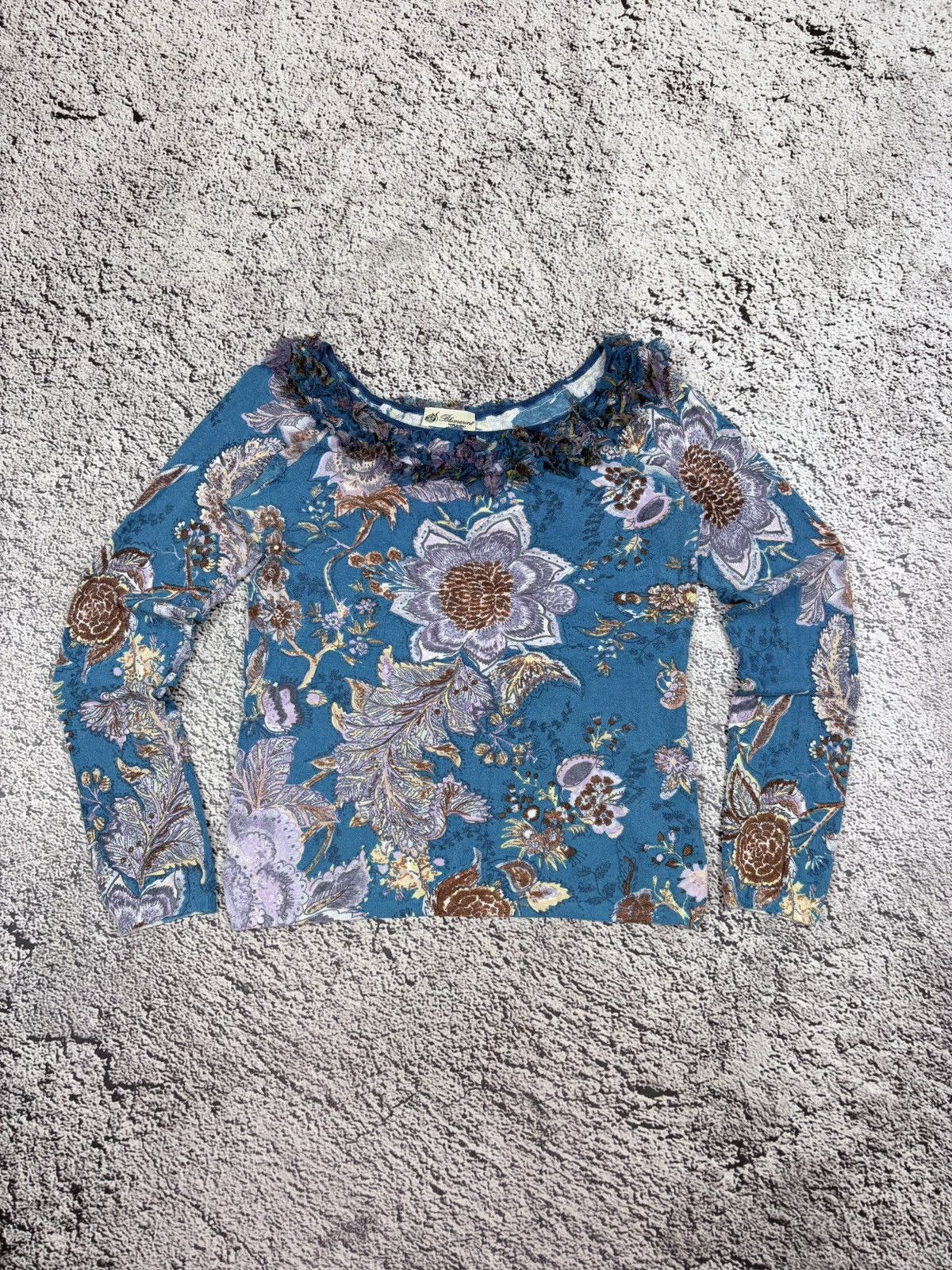 Blumarine Vintage Blumarine Y2K Floral Ruffle Wool Knit Top Size XL / US 12-14 / IT 48-50 - 1 Thumbnail