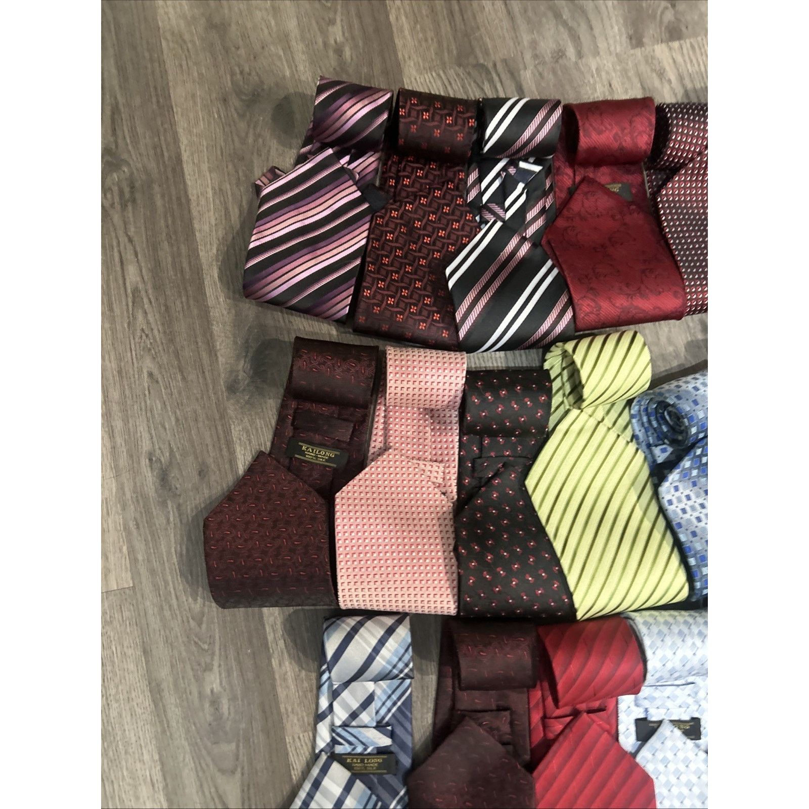 Kai Lot Of 21 Kai Long 100% Silk Ties Various Colors & Patterns Size ONE SIZE - 18 Thumbnail