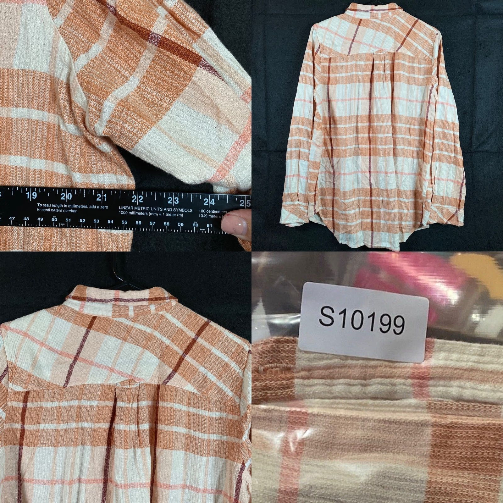 Vintage Sonoma Shirt Orange Tan Plaid Flannel Button-Down Cotton Blend Large Womens Size L / US 10 / IT 46 - 8 Thumbnail