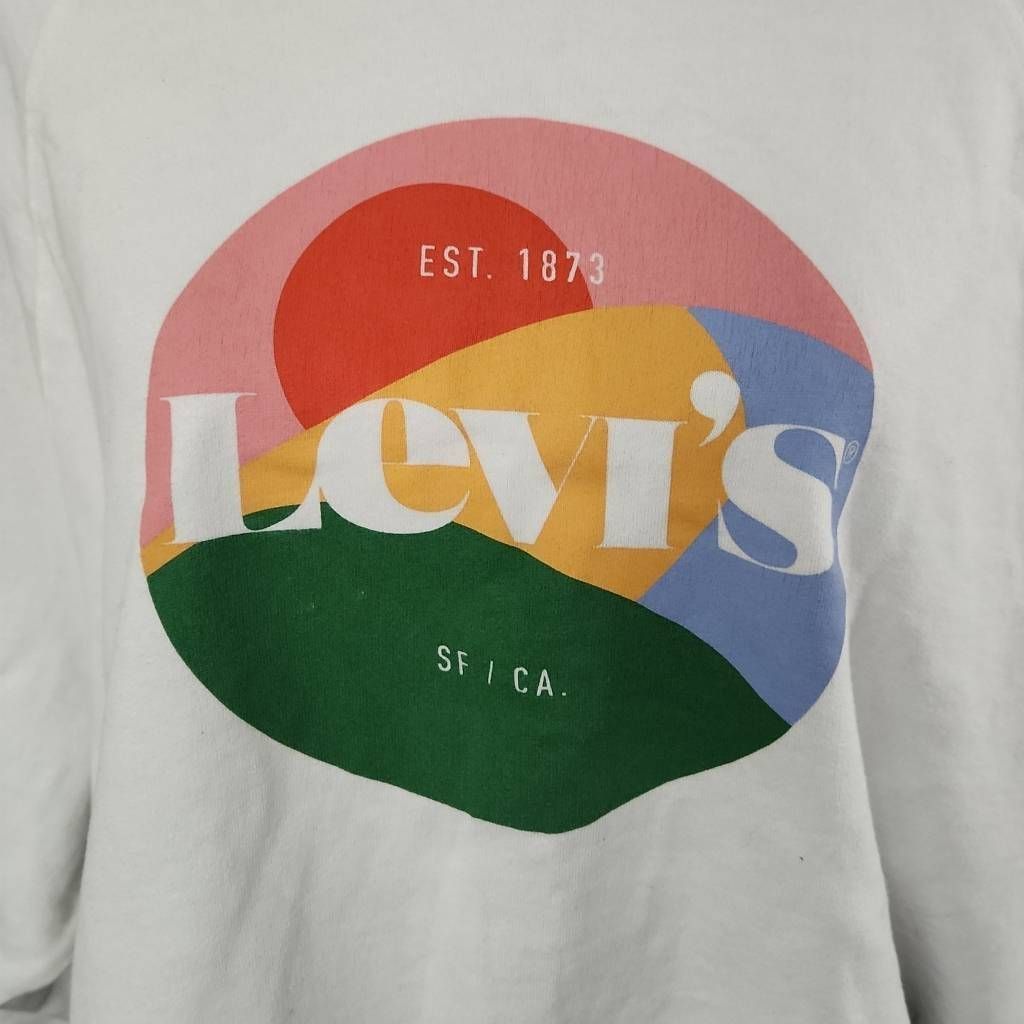 Levi's Levi's Women's Size XXL White Green Pink San Fran Logo Pullo Size XXL / US 16-18 / IT 52-54 - 3 Thumbnail