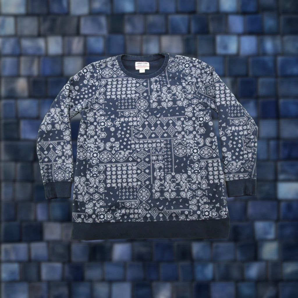 Lands' End Lands' End Paisley Crewneck Sweatshirt Womens Size S Blue Pullover Shirt Activewear Vintage No Size S / US 4 / IT 40 - 1 Thumbnail