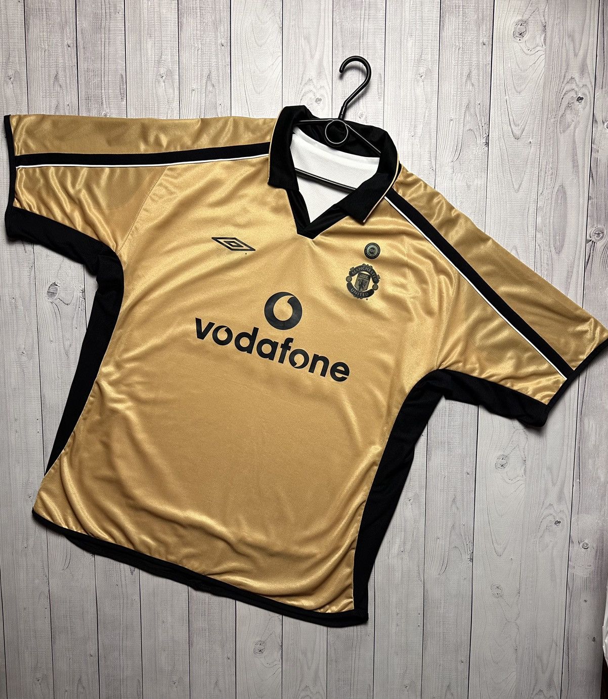 Vintage Umbro Manchester United soccer jersey Gold 100 years