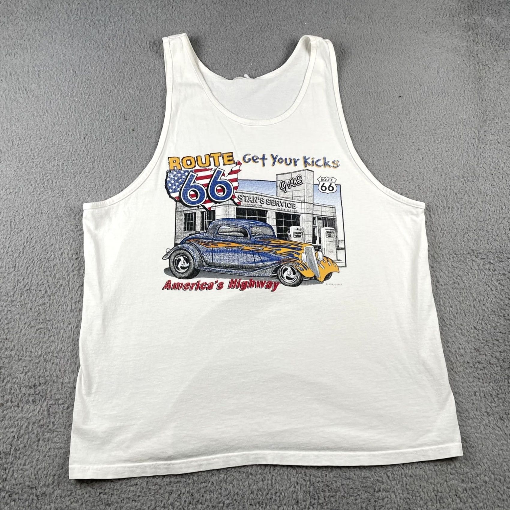 Vintage VINTAGE Route 66 Americas Highway Muscle Cars Tank Top Shirt XL White Size US XL / EU 56 / 4 - 3 Thumbnail