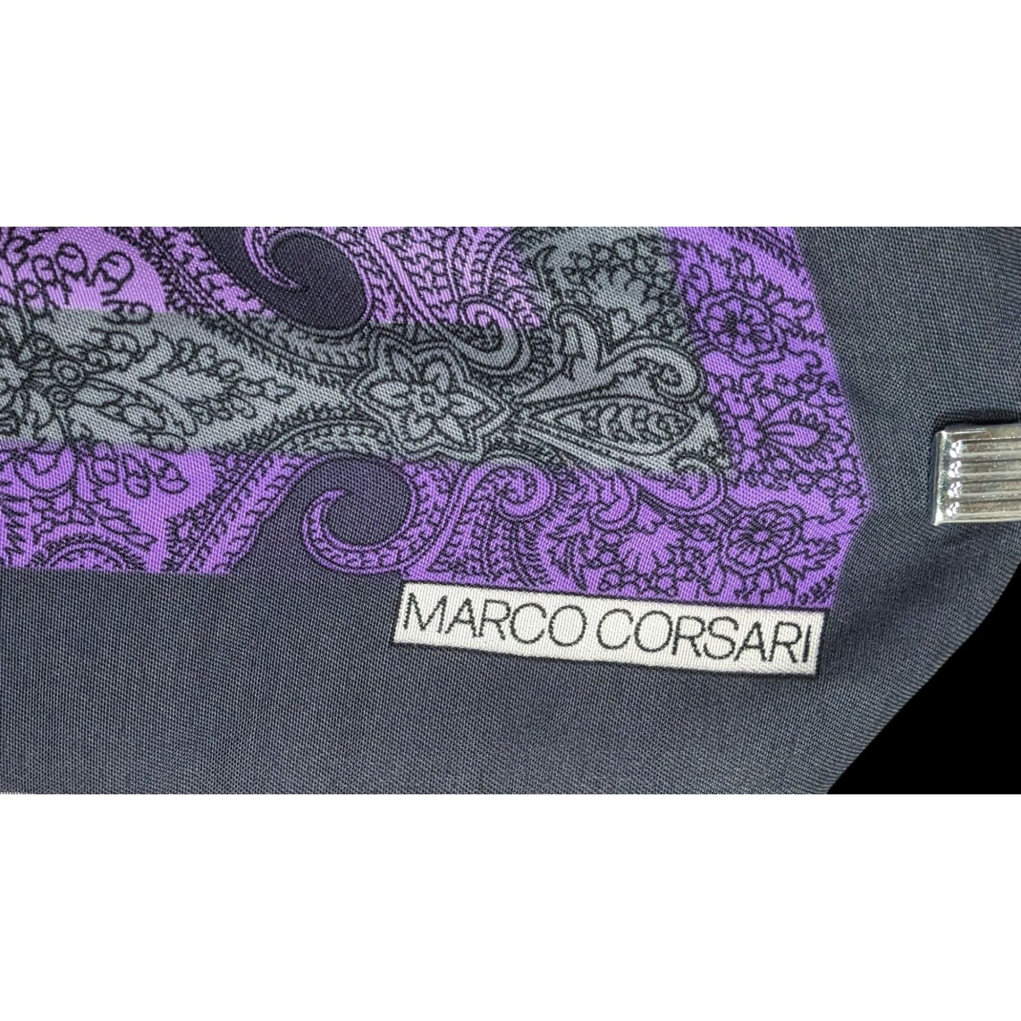 Other Marco Corsari Vintage Gothic Paisley Scarf 46x46 Purple & Gr Size ONE SIZE - 4 Thumbnail