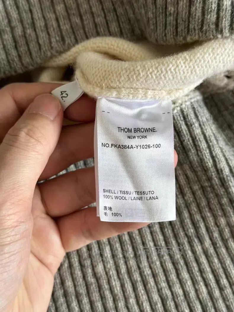 Thom Browne Thom Browne Gray and white color block wool sweater Size US XS / EU 42 / 0 - 4 Thumbnail