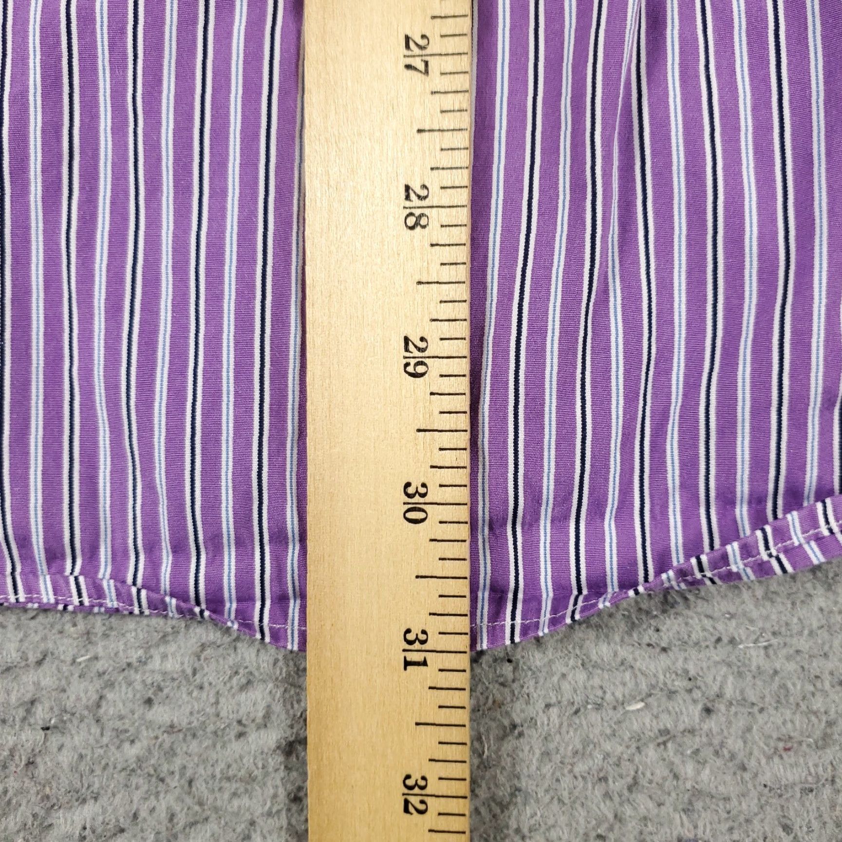Ralph Lauren VINTAGE Ralph Lauren Dress Shirt Mens Size 16.5 Long Sleeve Purple Striped Cotton Business Casual Formal Size 42R - 5 Thumbnail