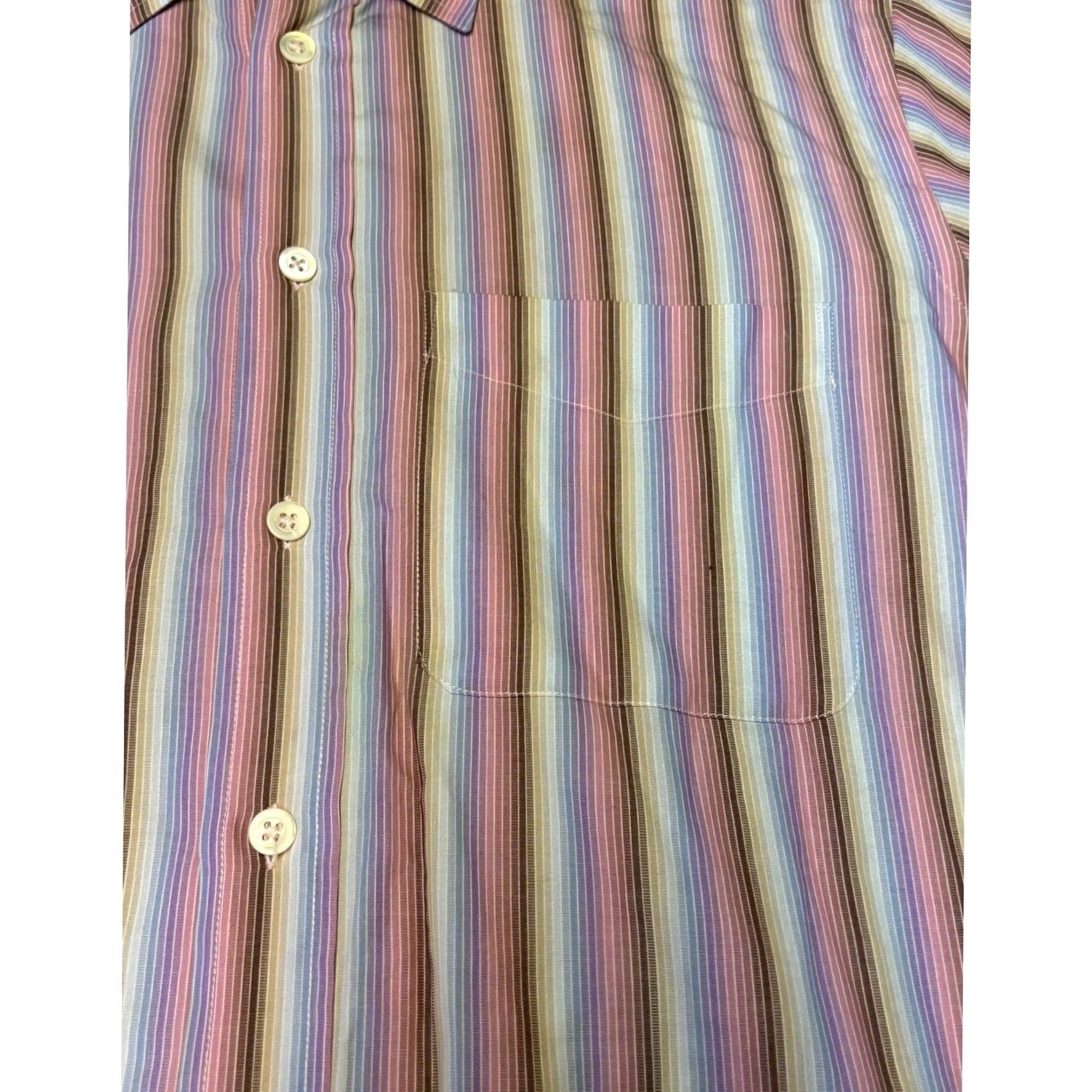 Zanella Zanella Floyd Mens M Button Down Shirt Multi Color Stripe Long Sleeve Italy Size US M / EU 48-50 / 2 - 2 Thumbnail