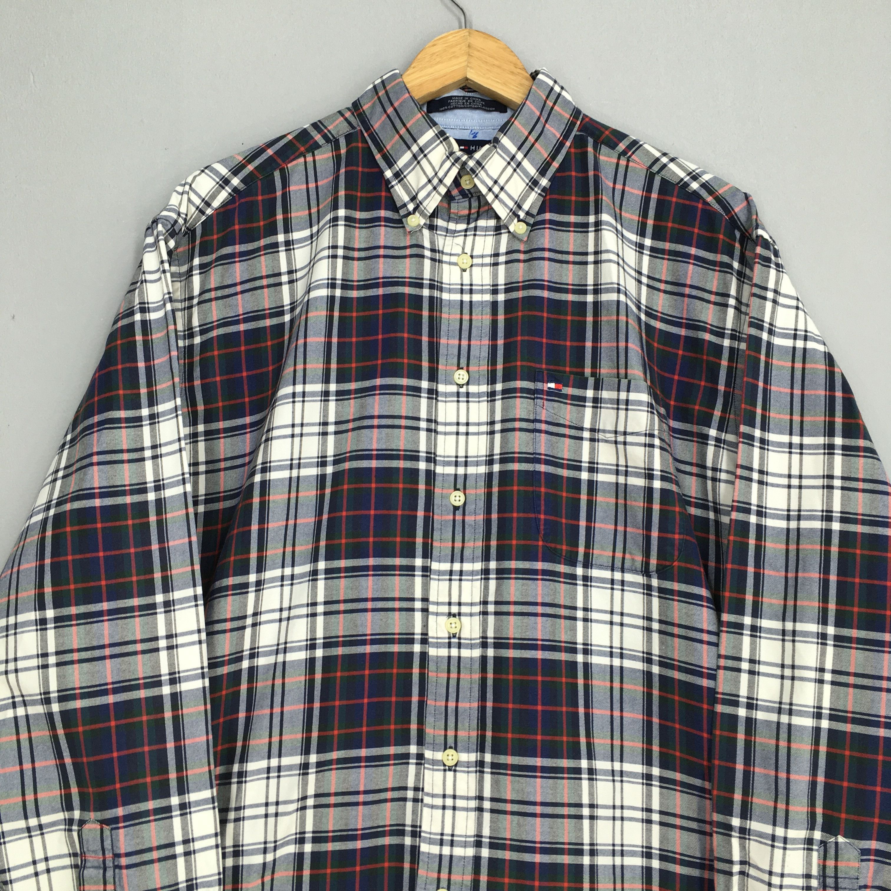 Tommy Hilfiger Vintage 90's Tommy Hilfiger Plaid Oxfords Mens Medium Size US M / EU 48-50 / 2 - 2 Thumbnail