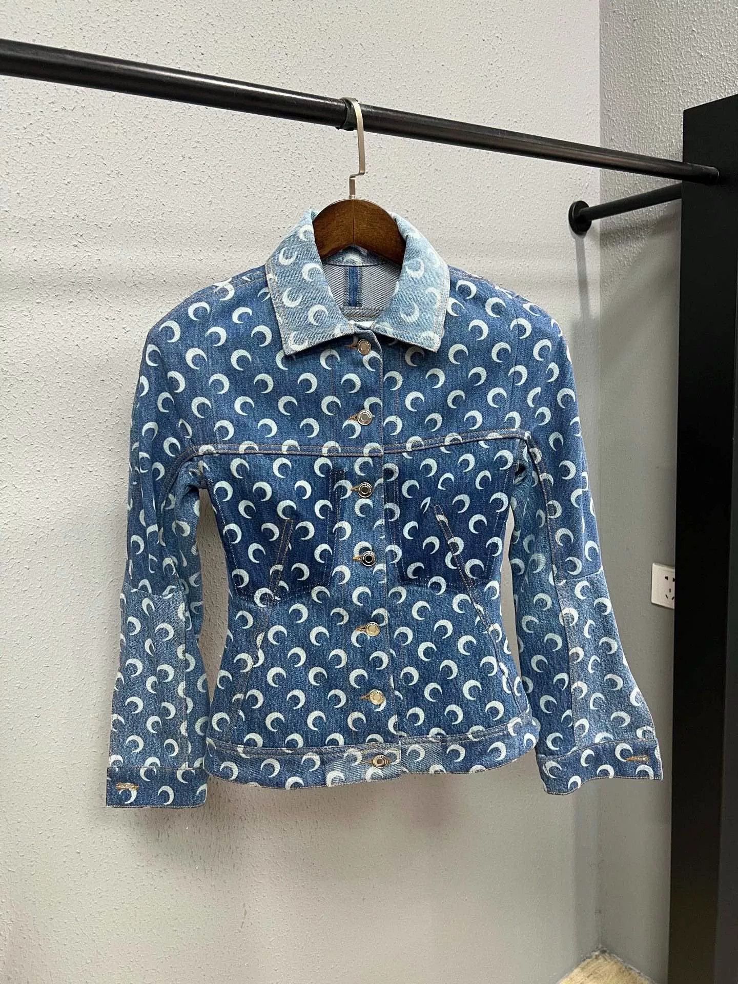 Marine Serre Marine Serre Moon Print Denim Jacket Size S / US 4 / IT 40 - 1 Thumbnail