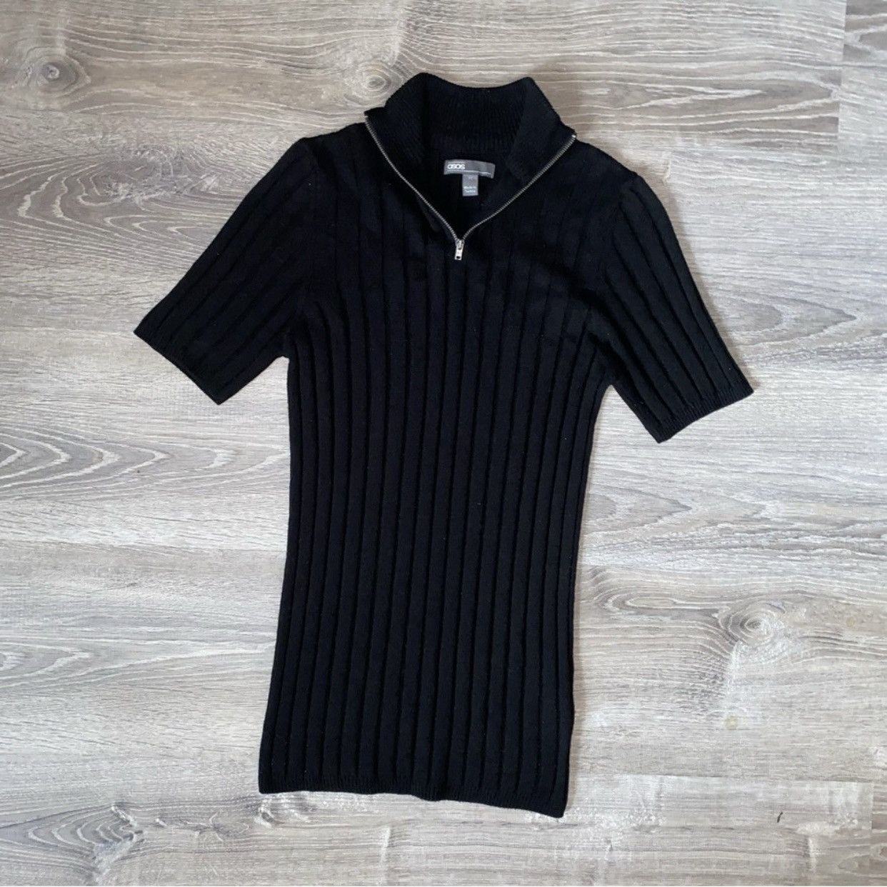 Asos ASOS Knitted Ribbed Half Zip T Shirt Size US XS / EU 42 / 0 - 2 Thumbnail