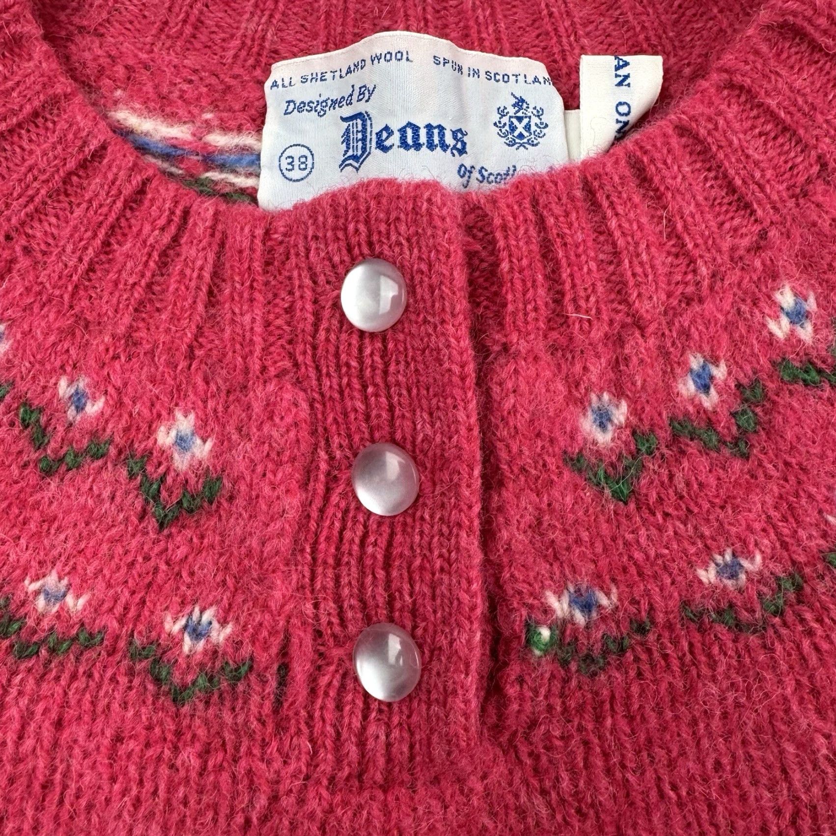 Pinko VINTAGE Deans Of Scotland Sweater Womens 38 Pink 1970s 100% Wool Shetland Size S / US 4 / IT 40 - 4 Thumbnail