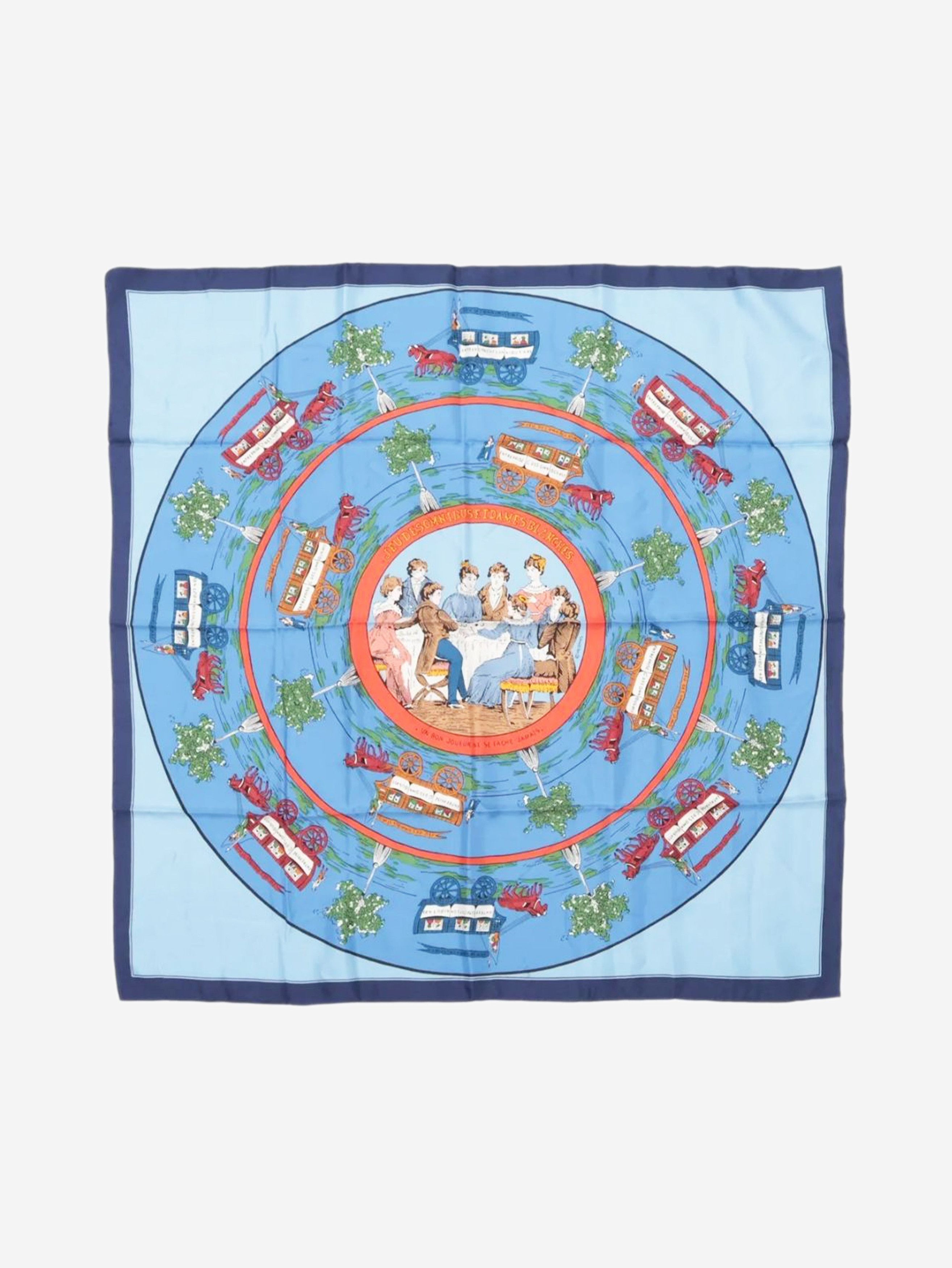 Other Blue silk horse and carriage scarf Size ONE SIZE - 1 Thumbnail