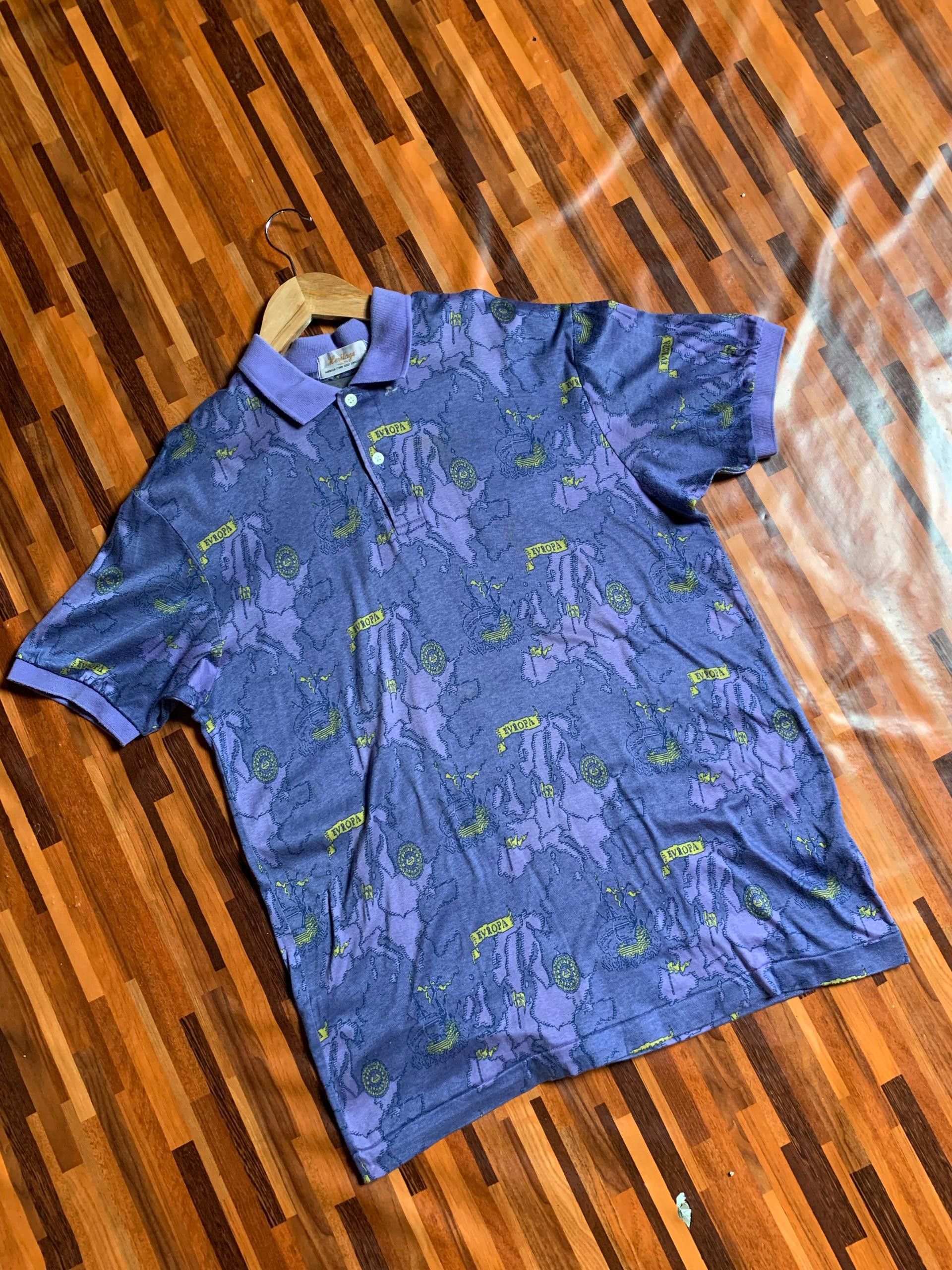Vintage E3-03 single stich golf HOMME WORLD MAP made in japan Size US L / EU 52-54 / 3 - 1 Thumbnail