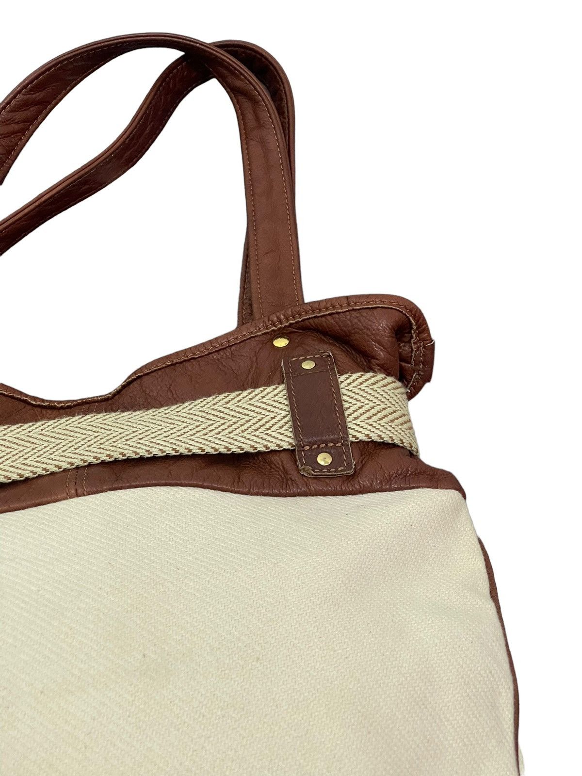 Japanese Brand Leather Cotton Bonfanti Italy Shoulder Bag 4🟩 Size ONE SIZE - 12 Thumbnail