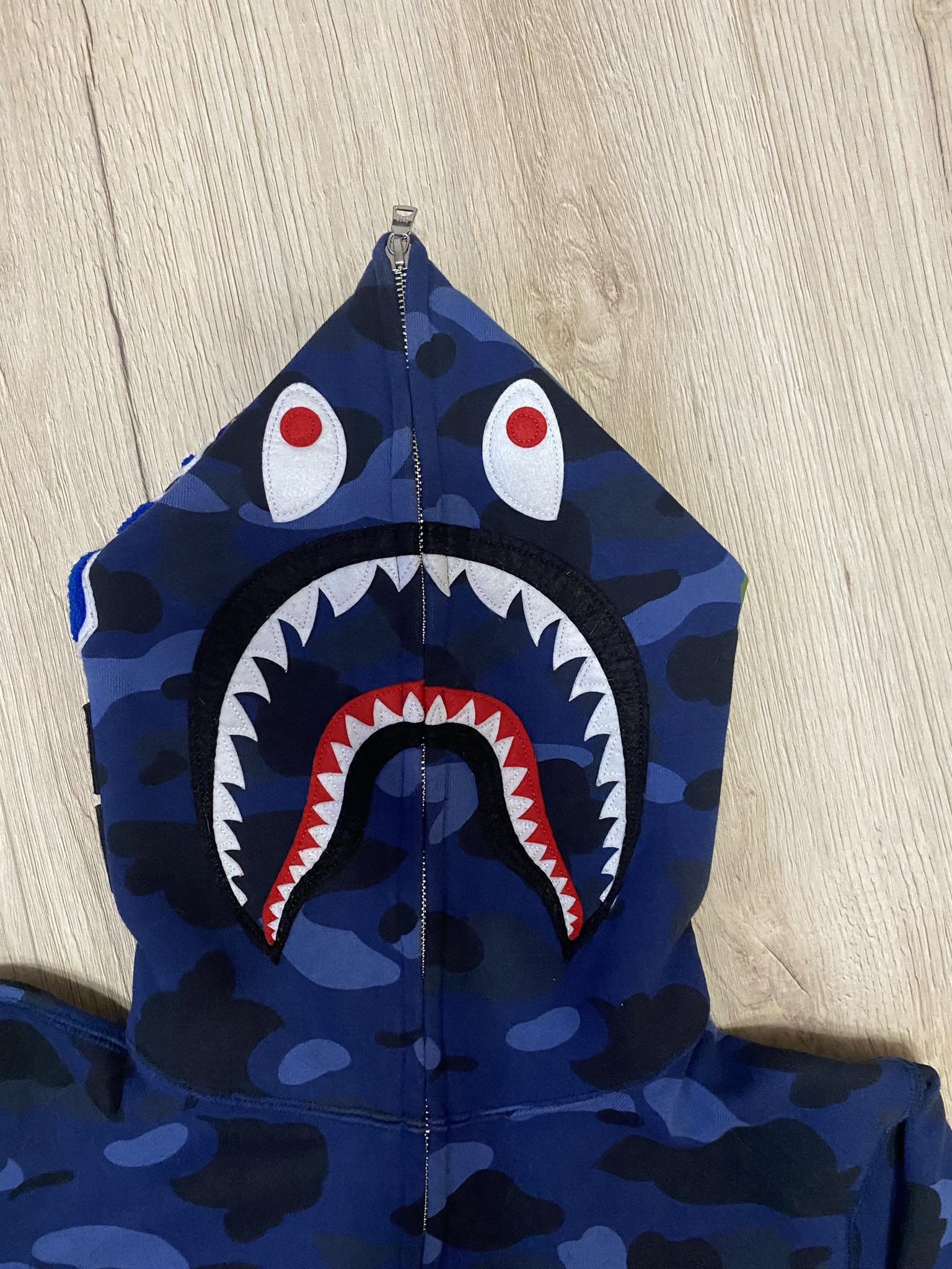 image of Bape Color Camo Shark Full Zip Hoodie in Navy, Men's (Size Medium)
