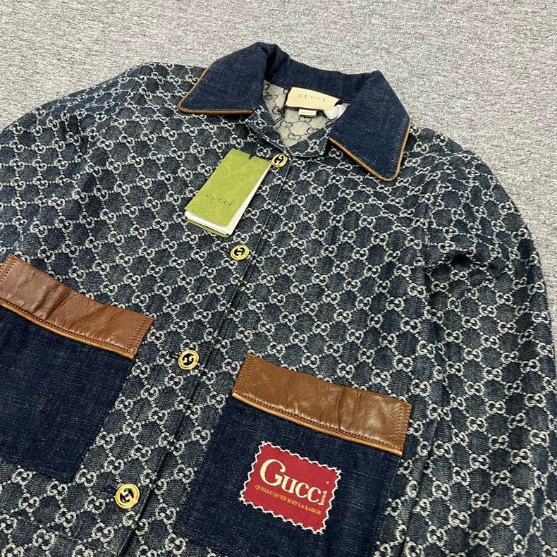Gucci Gucci Sise 38 Double G full print leather patchwork denim Size US XS / EU 42 / 0 - 3 Thumbnail