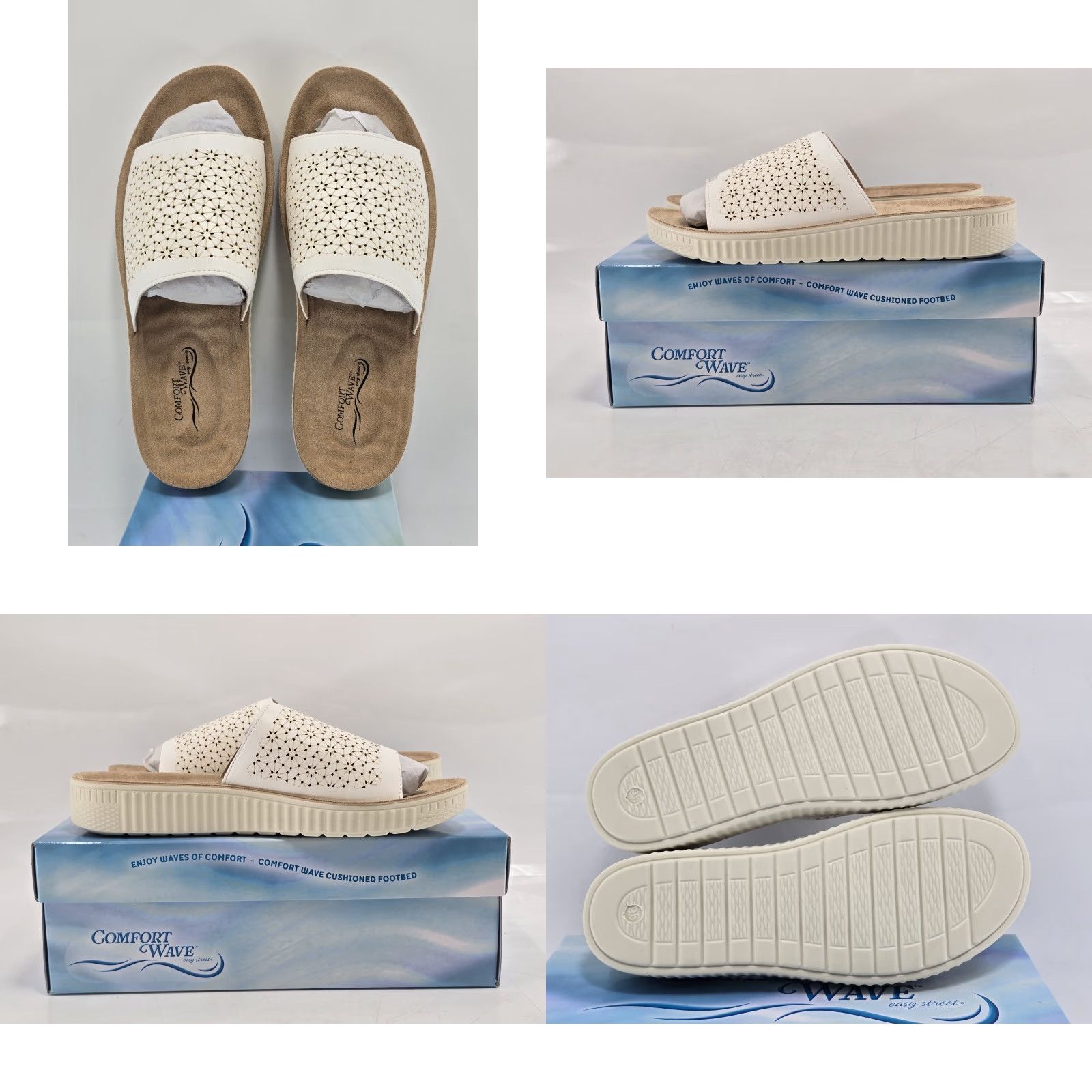 Vintage Easy Street Ivey Slide Sandal Women White 9.5W - Casual Comfort Slide Shoe Size US 10 / IT 40 - 8 Thumbnail