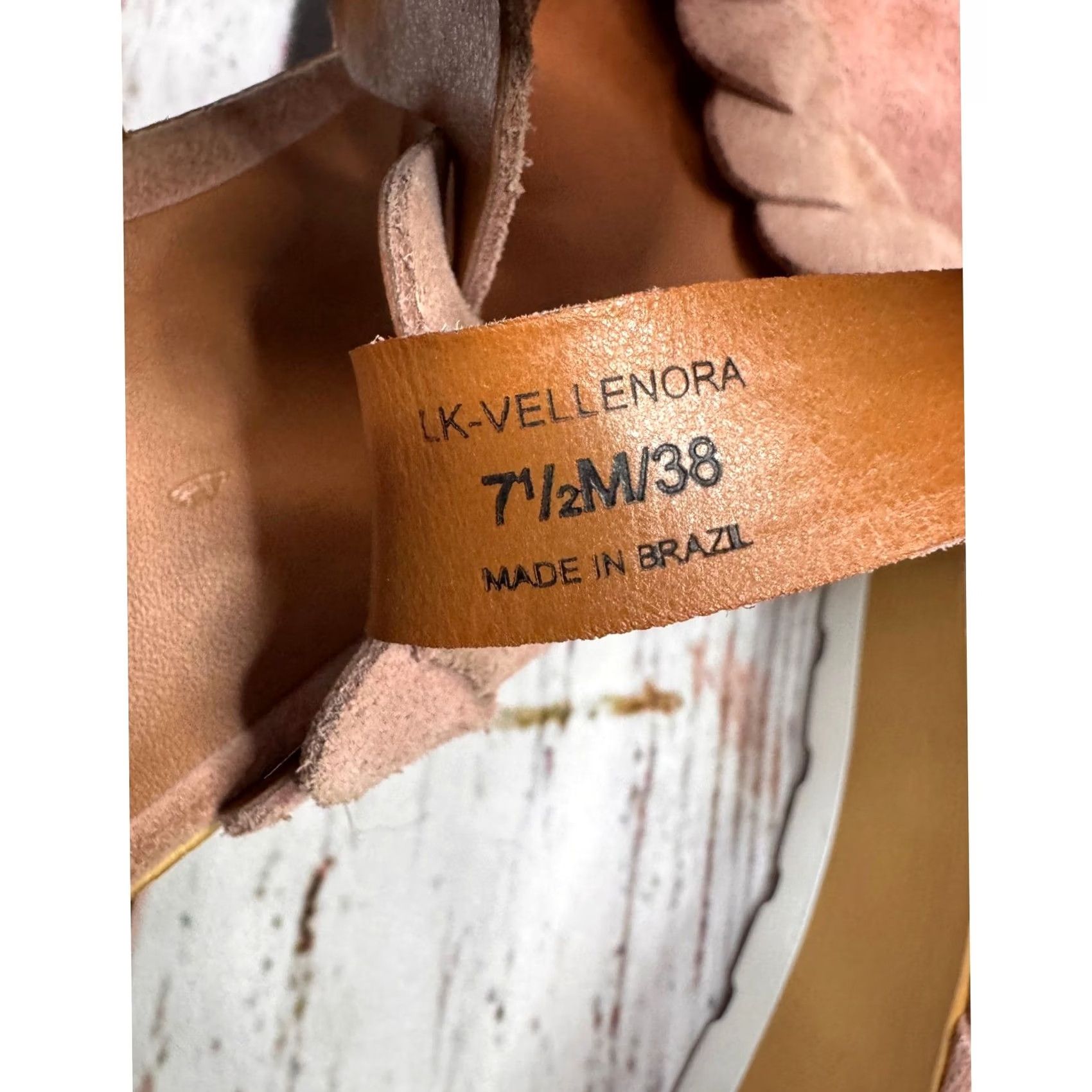 Lucky Brand Lucky Brand Vellenora Sandals Womens Pink Suede Scalloped Platform Wedge Buckle 7.5 M 38 Size US 8 / IT 38 - 7 Thumbnail