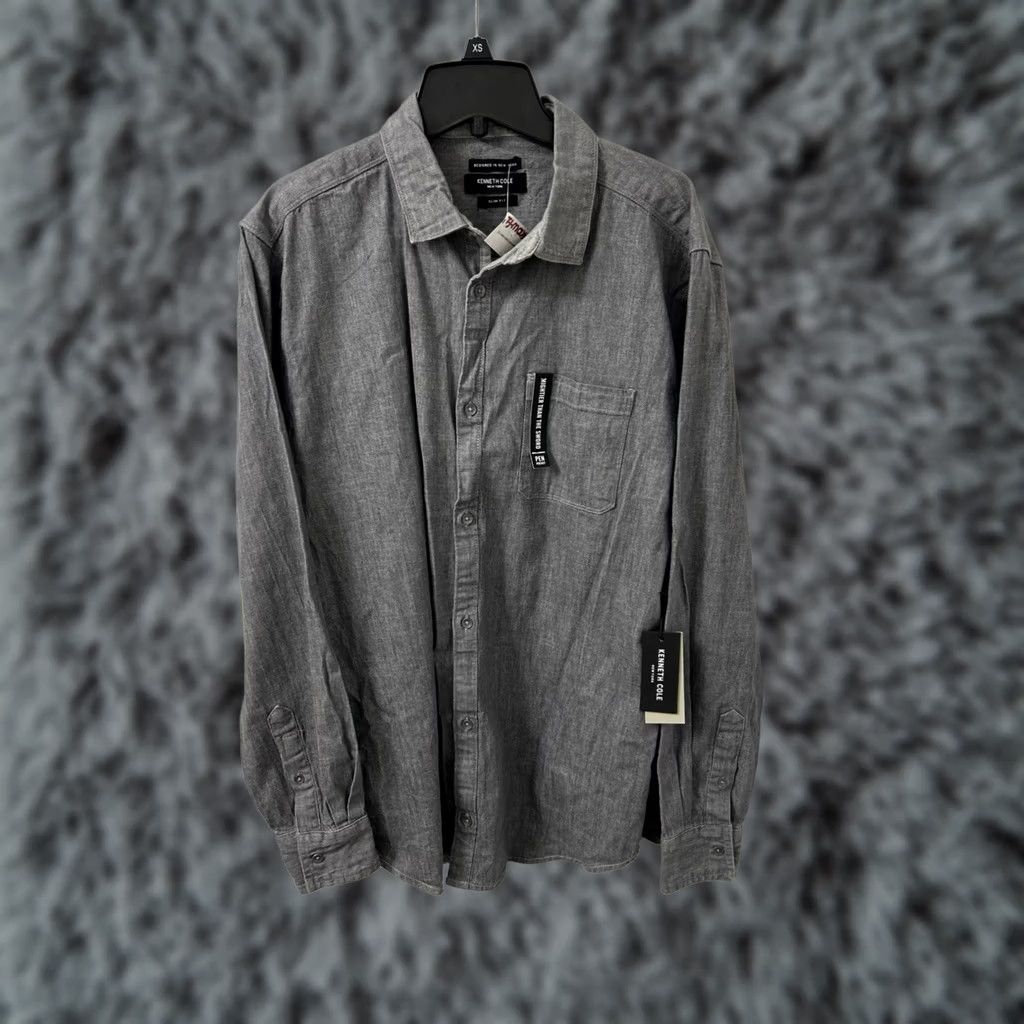 Kenneth Cole Kenneth Cole New York Shirt Mens L Gray Oxford Slim Fit Stretch Button Down L/S Size US L / EU 52-54 / 3 - 1 Thumbnail