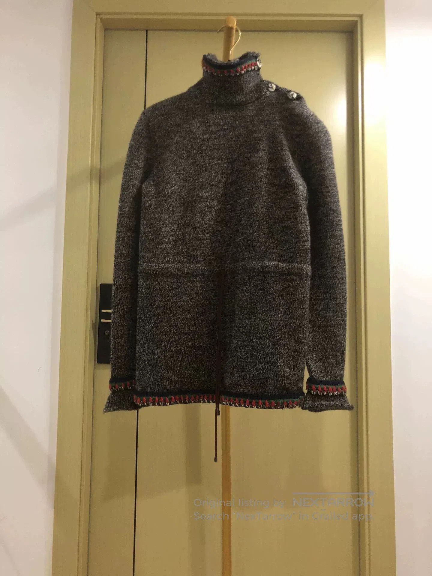 Chanel Gray Wool Turtleneck Sweater.