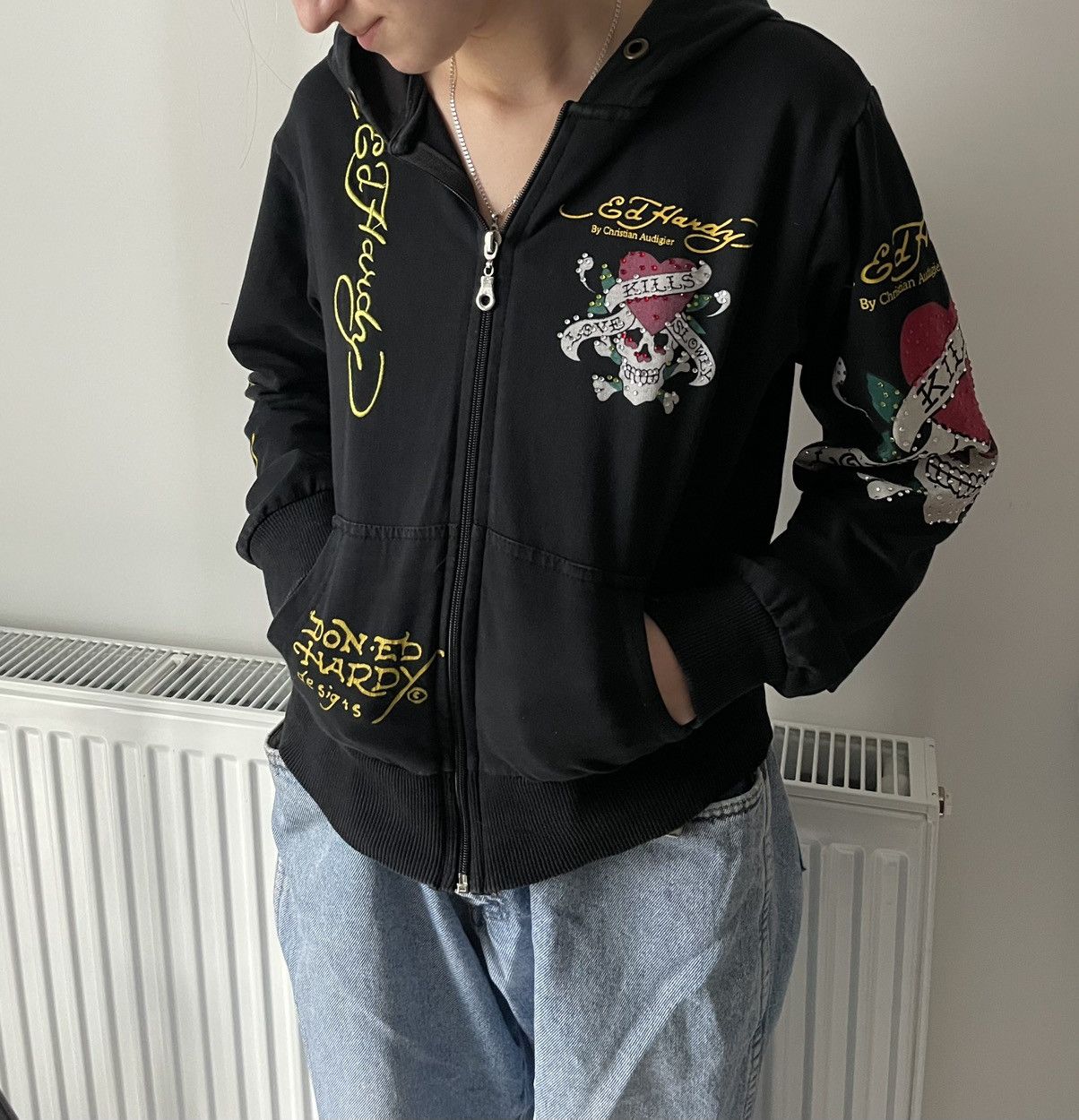 Ed Hardy Vintage Ed Hardy Y2K Strass Tiger 00’s Zip Hoodie Black Size S / US 4 / IT 40 - 2 Thumbnail