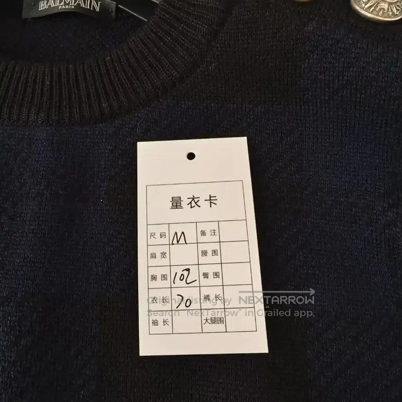 Balmain Balmain Black Wool Sweater with Blue Plaid Design . Size US M / EU 48-50 / 2 - 6 Thumbnail