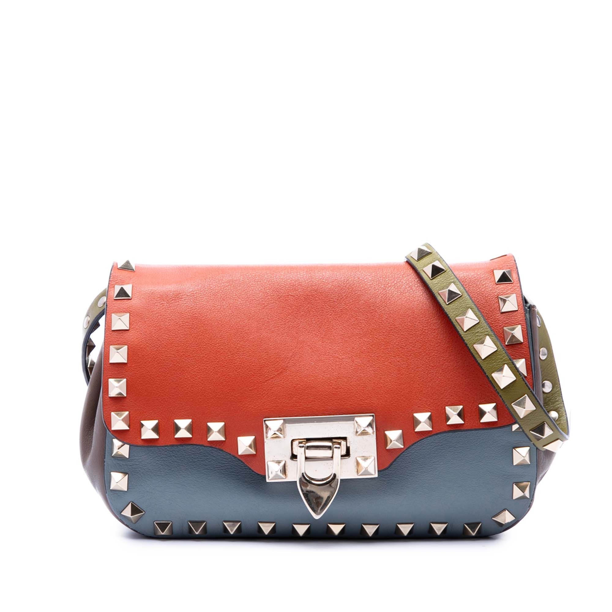 Valentino Tricolor Leather Rockstud Flip Lock Flap Size ONE SIZE - 1 Thumbnail