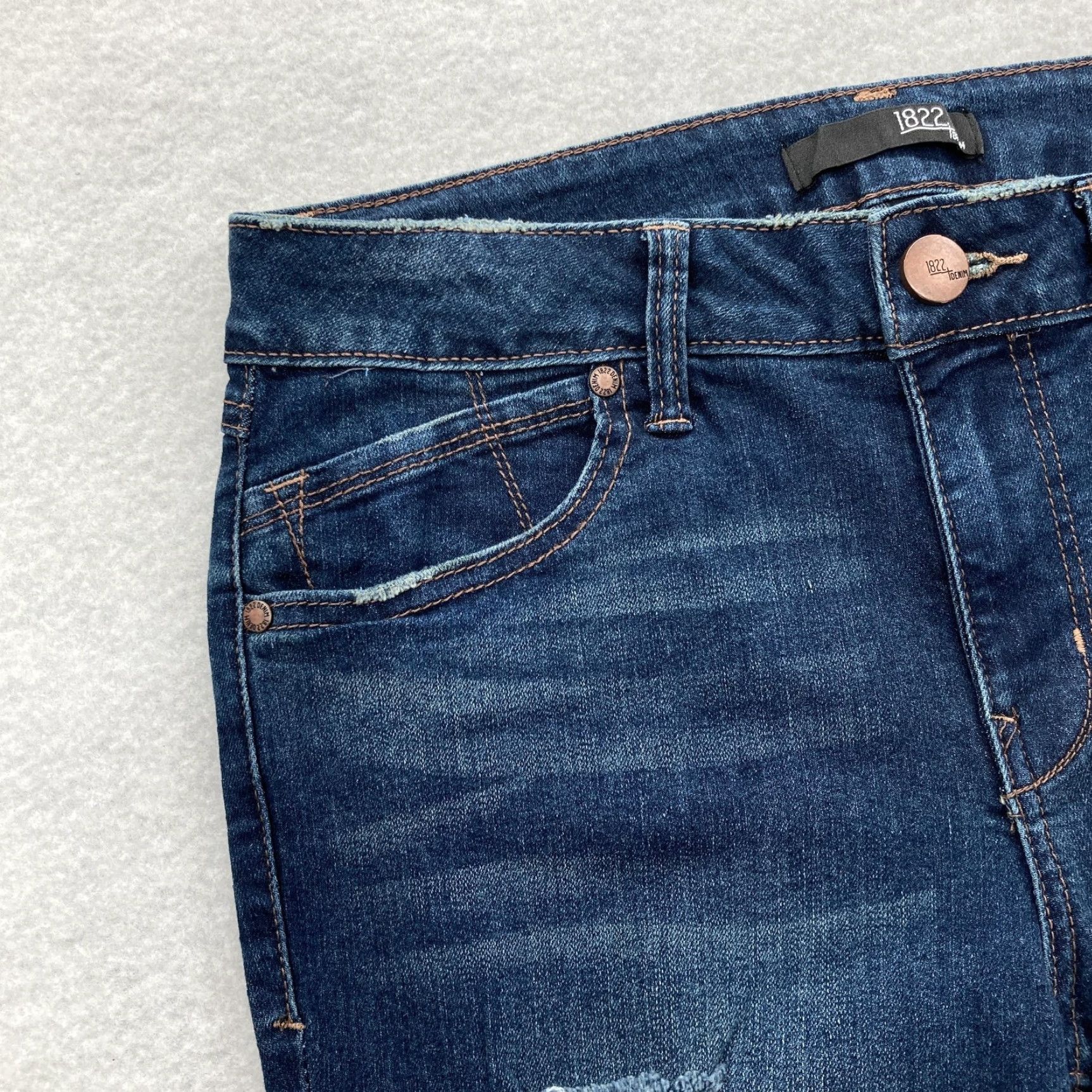 Vintage 1822 Denim Jeans Womens 8 Blue Relaxed Ankle Skinny Distressed Stretch Grunge Size 30" / US 8 / IT 44 - 3 Thumbnail