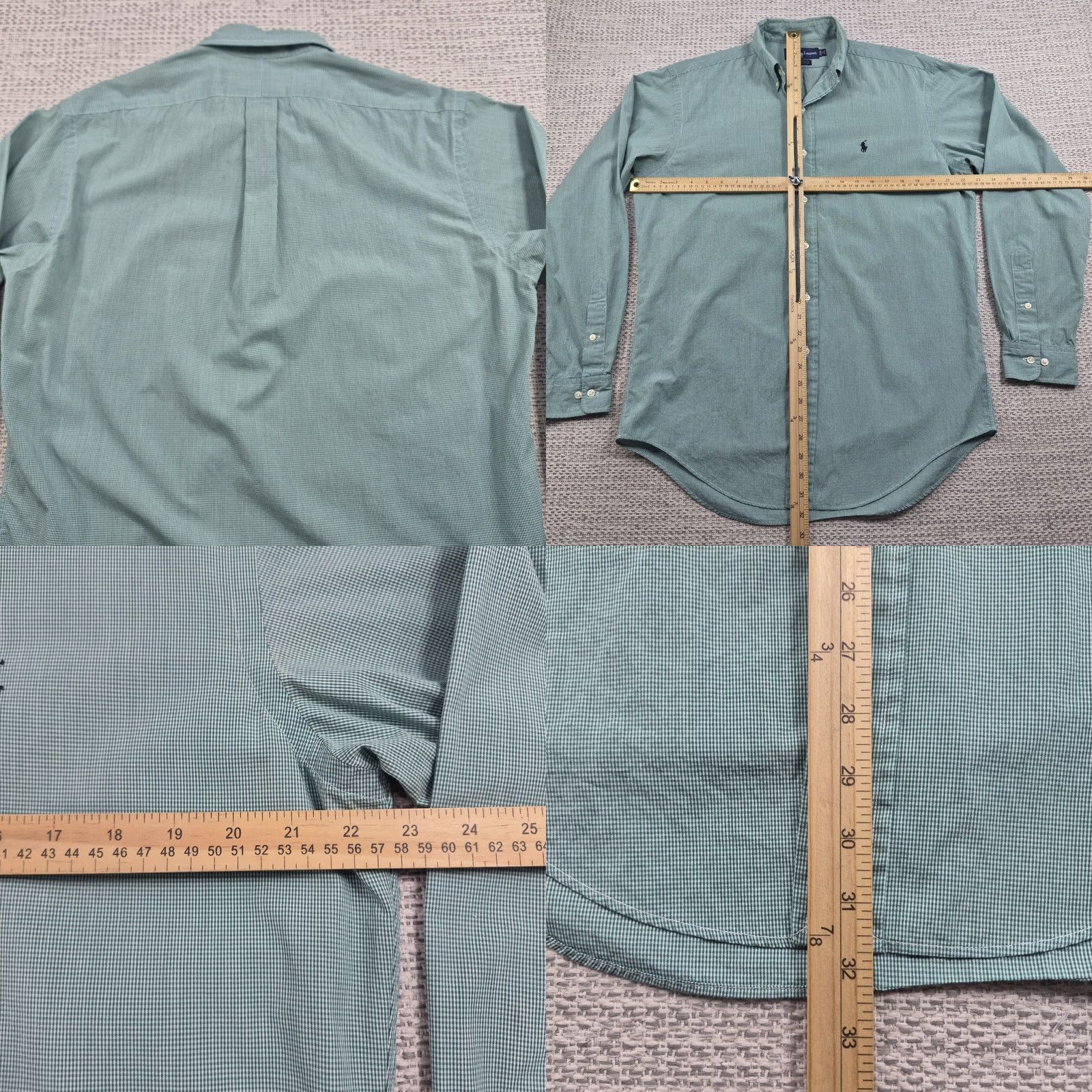 Ralph Lauren Ralph Lauren Button Up Shirt Mens 15.5 34/35 Green Yarmouth Classic Fit Dress Shirt Mens Regular Long Sleeve Button-Down Collar Logo Ginghamside Size 42R - 8 Thumbnail
