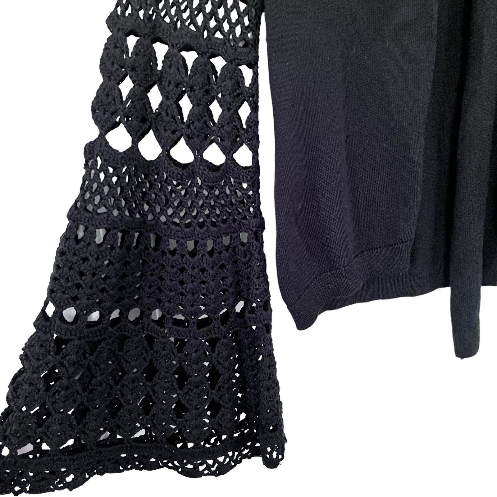 KOBI HALPERIN Kobi Halperin Black Crochet Flare Bell Sleeve Cardigan Size S / US 4 / IT 40 - 4 Thumbnail