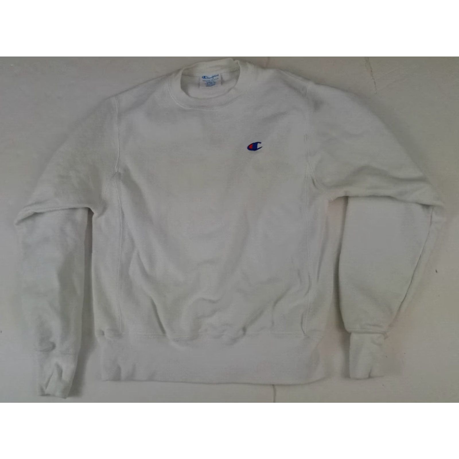 Champion VINTAGE? Woman Champion Reverse Weave White Sweatshirt S Small Crew Neck Long Sleeve Pullover Activewear Canvas Cotton Regular Womens Size S / US 4 / IT 40 - 2 Thumbnail