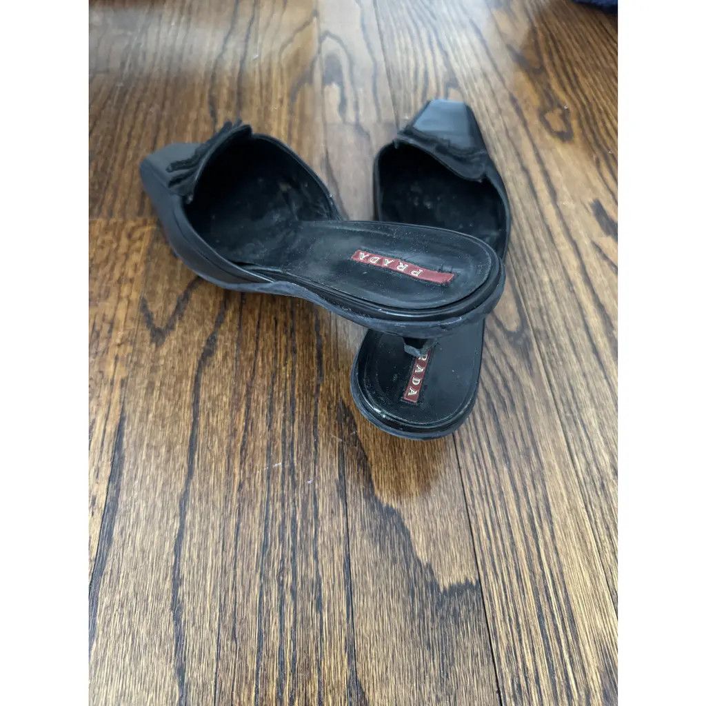 Prada Prada Black leather Mules Size 40 (US 8.5) Size US 8.5 / IT 38.5 - 2 Thumbnail