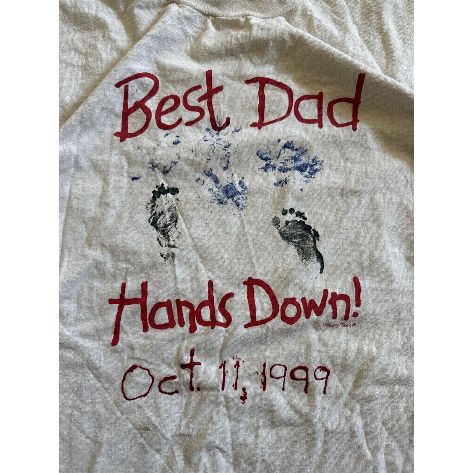 Other Rare White T Shirt Size XL Best Dad Hands Down 1999 Size US XL / EU 56 / 4 - 2 Thumbnail