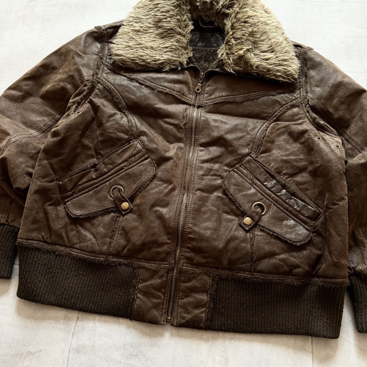 Hysteric Glamour × Undercover Leather Y2K Bomber Jacket Fur LGB If Six Was Nine Vibe Size L / US 10 / IT 46 - 4 Thumbnail