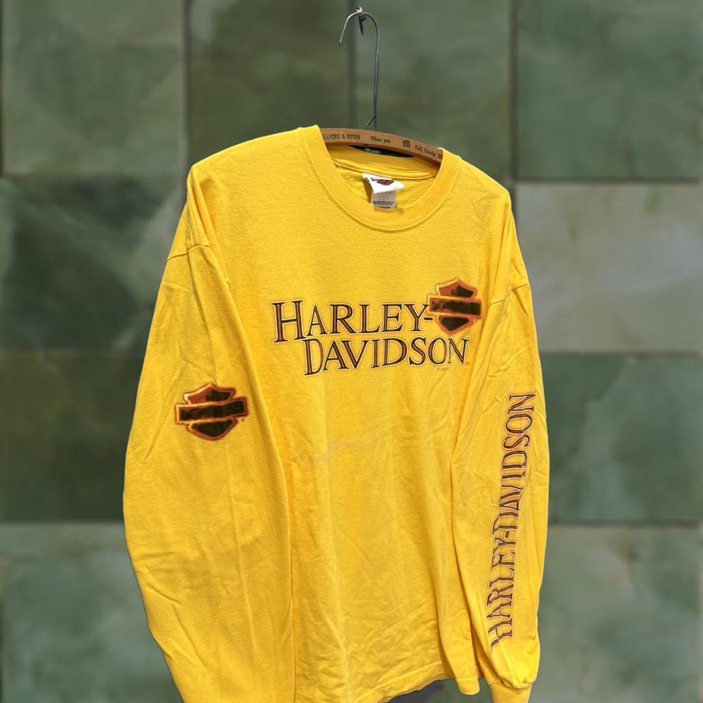 Harley Davidson VINTAGE Harley-Davidson Shirt Long Sleeve Yellow Cotton Flames XL Men Mens Size US XL / EU 56 / 4 - 1 Thumbnail