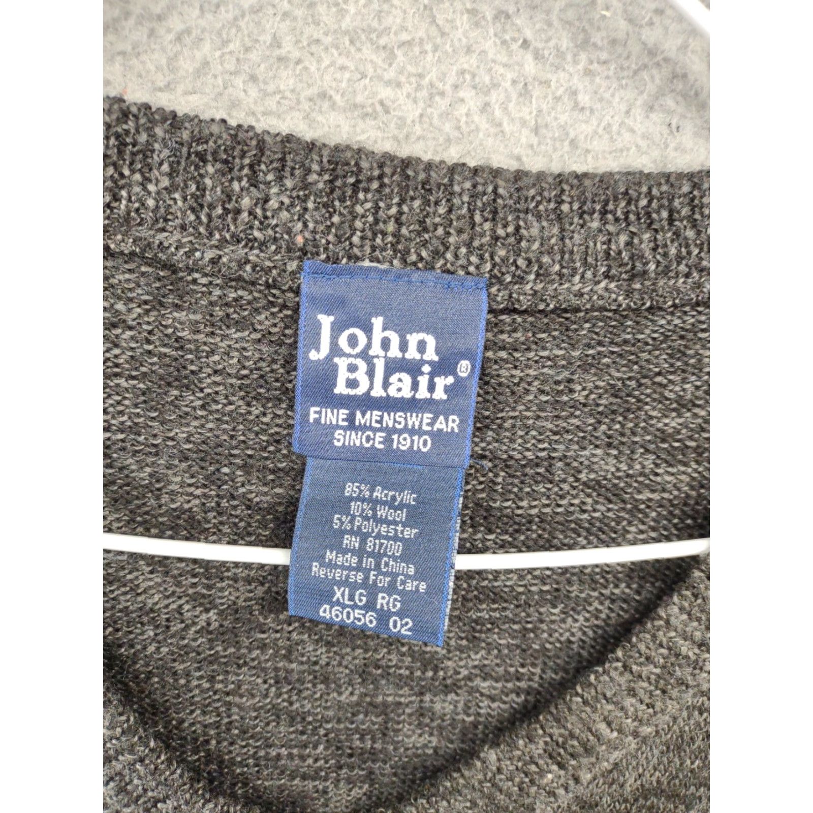 Blair John Blair Vintage Wool Blend Pullover Gray Sweater Vest Men’s XL Size V-Neck, Short Sleeve, Knit, Solid, 90s Football Golf Fashion Size US XL / EU 56 / 4 - 2 Thumbnail