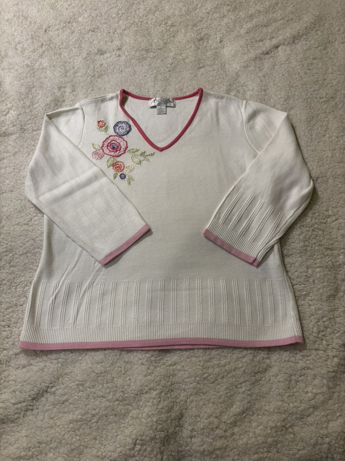 Annex White V-neck Sweater0426 Size S / US 4 / IT 40 - 1 Thumbnail