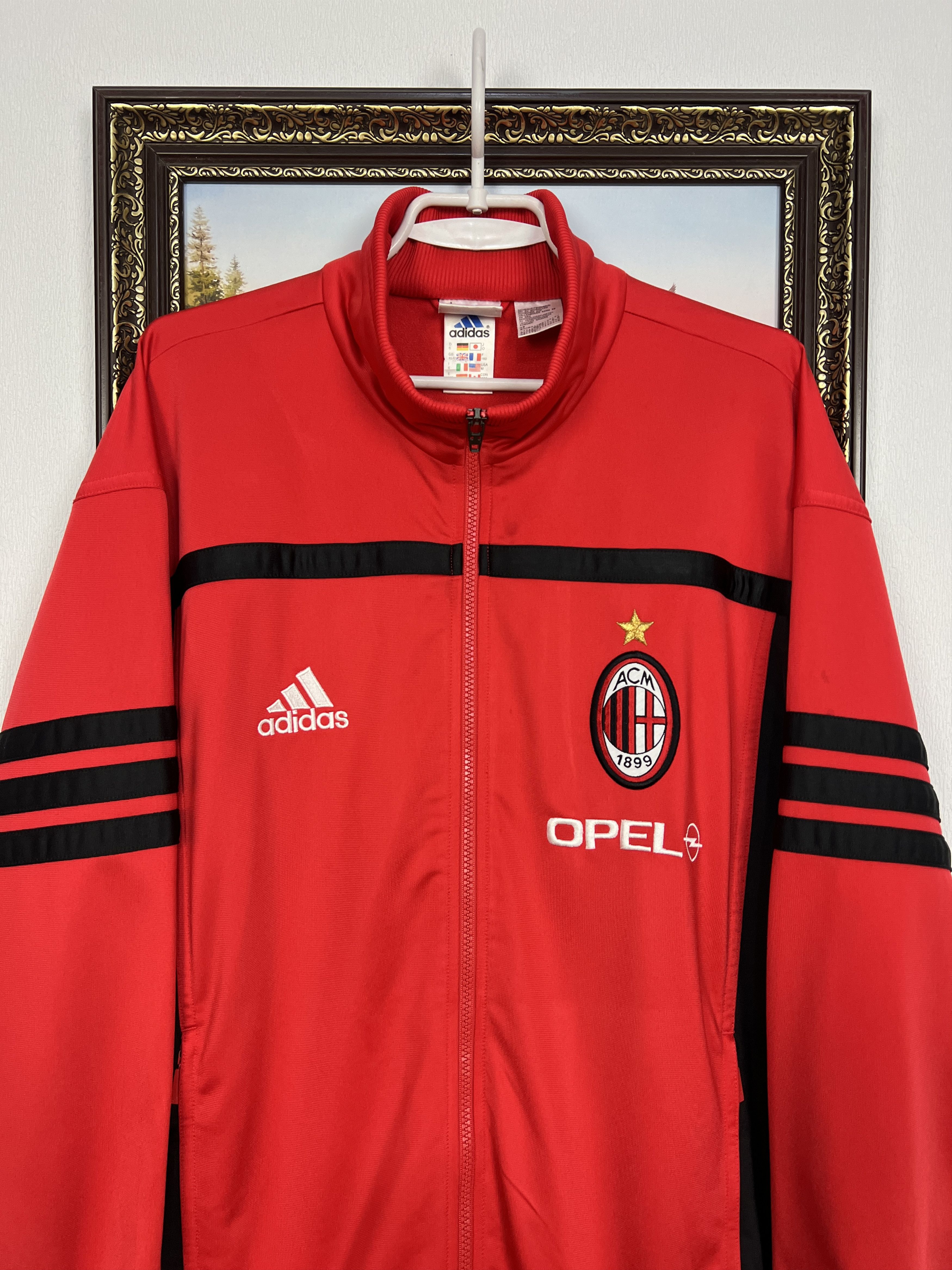 Vintage 90's Adidas AC Milan Football Red Jacket Soccer