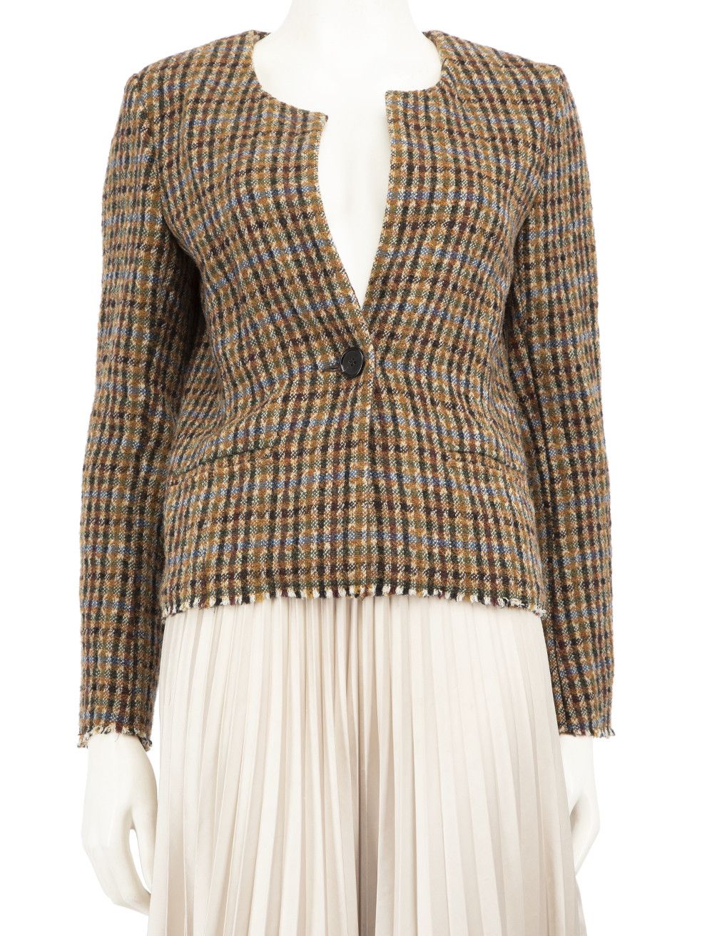 Isabel Marant Etoile Brown Gingham Fitted Jacket Outerwear