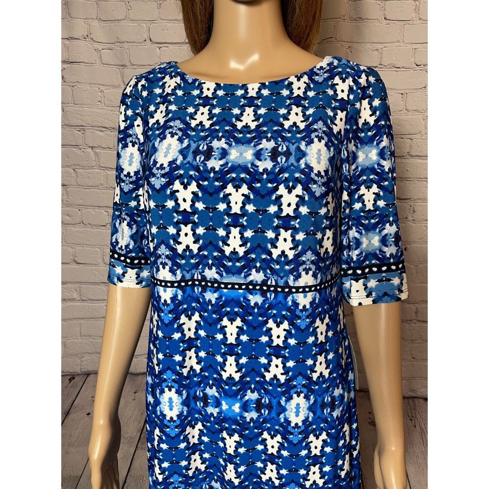 Other NWT New $128 Eliza J Elbow Sleeve Sheath Blue Dress Size 6 Size M / US 6-8 / IT 42-44 - 3 Thumbnail