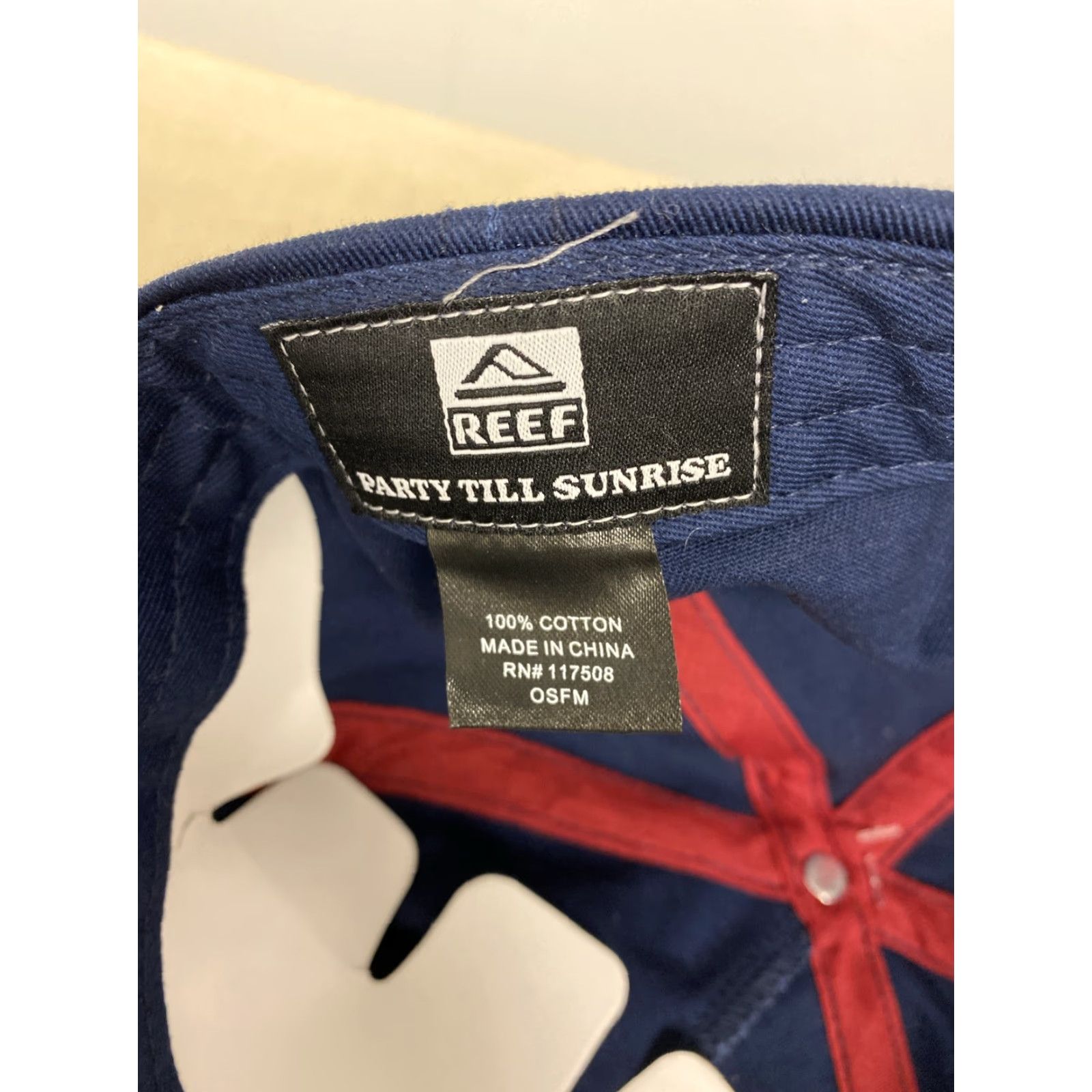 REEF Reef Men's Snapback Hat Cap Adjustable Blue Red Canvas Fishing Surfing Logo Rope Outdoor All Seasons Size ONE SIZE - 7 Thumbnail