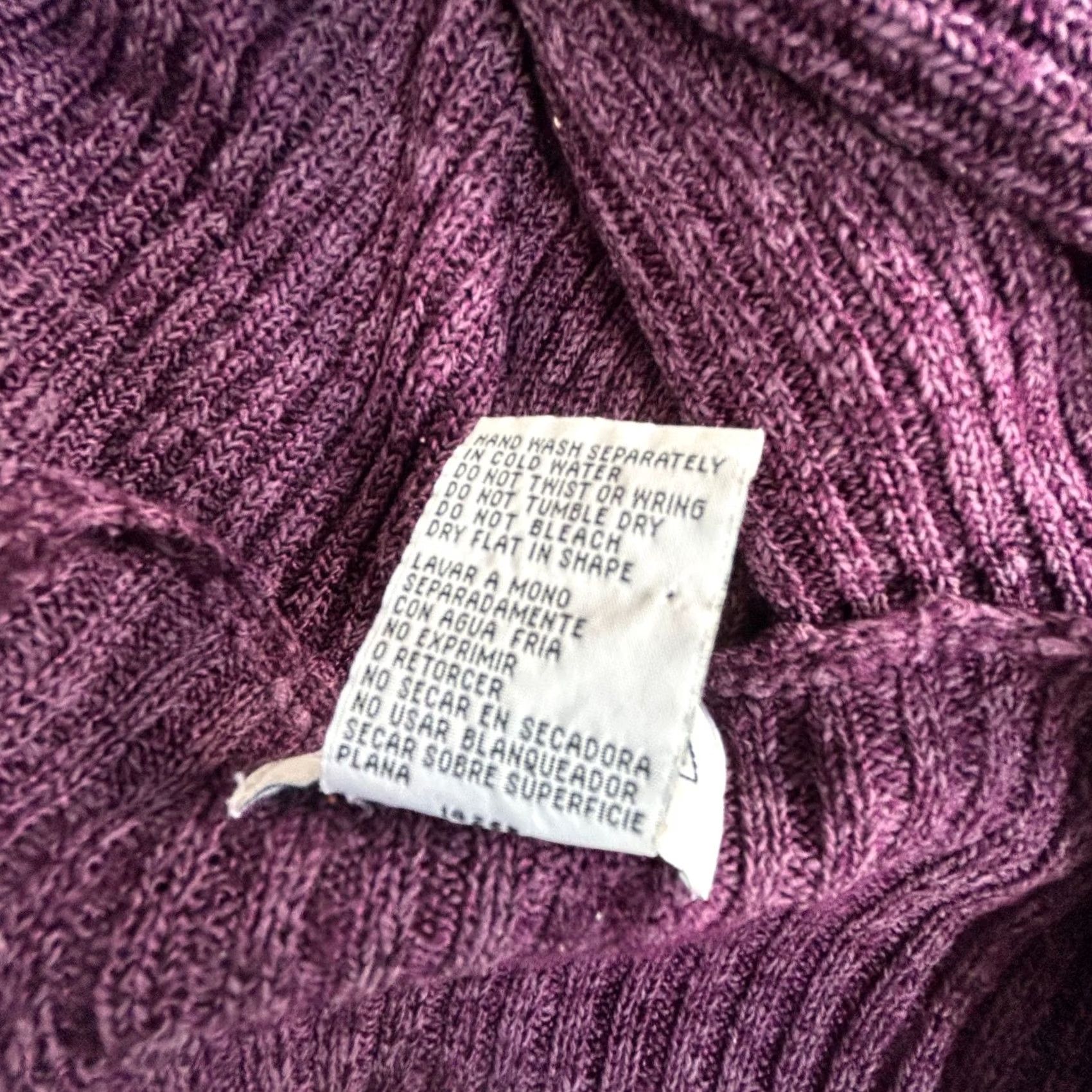 Vintage Sag Harbor Sweater Womens 2X Purple Prophecy Knit Cardigan Silk Blend Buttons Size XXL / US 16-18 / IT 52-54 - 4 Thumbnail