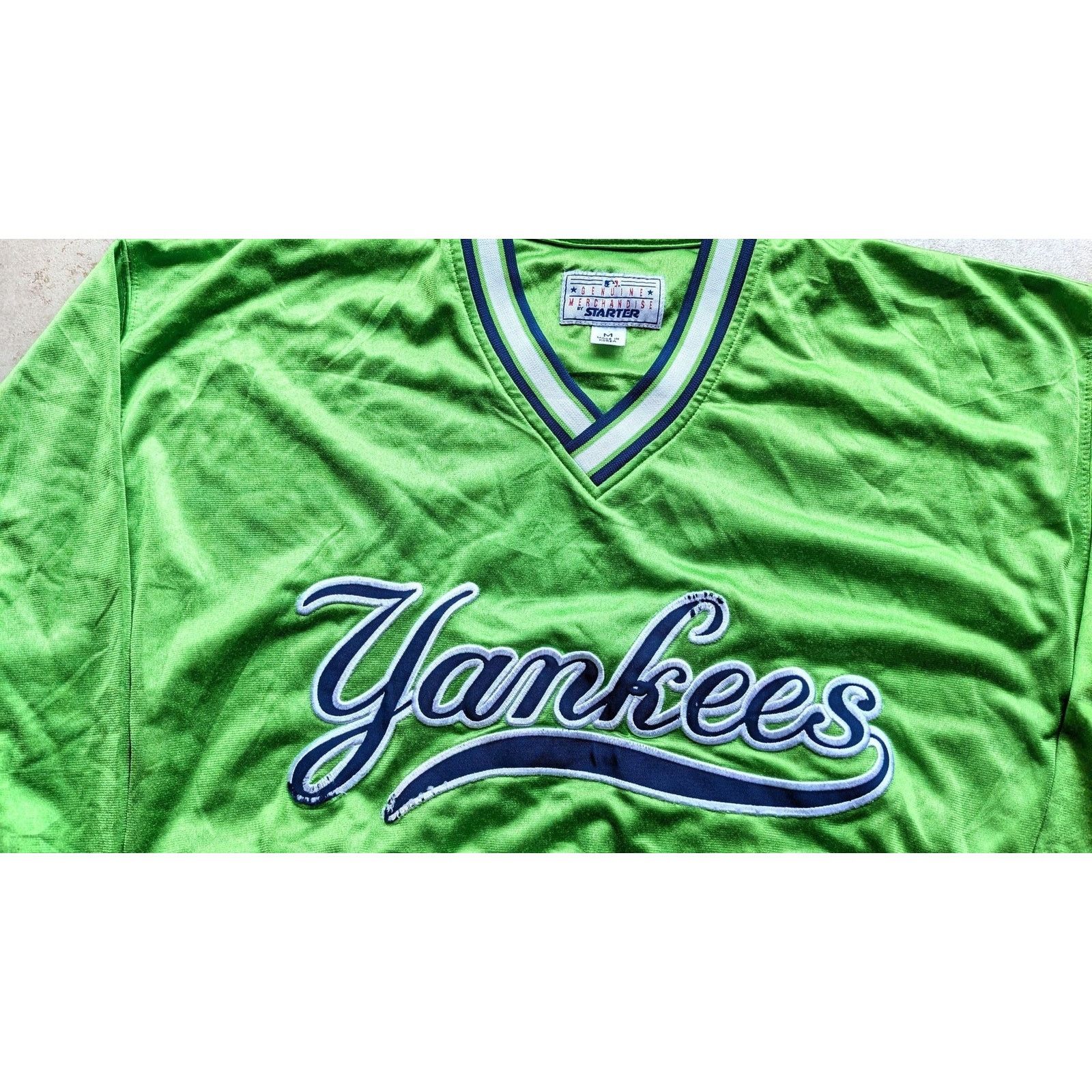MLB NY Yankees 90s STARTER pullover LIME M green MLB vintage Size US M / EU 48-50 / 2 - 2 Thumbnail