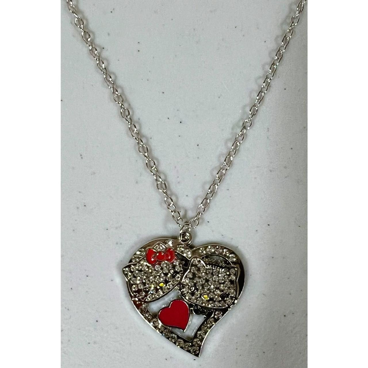 Japanese Brand × Jewelry × Vintage Hello Kitty Red Heart-Shaped Diamond Necklace Jewelry ♥️ Size ONE SIZE - 3 Thumbnail