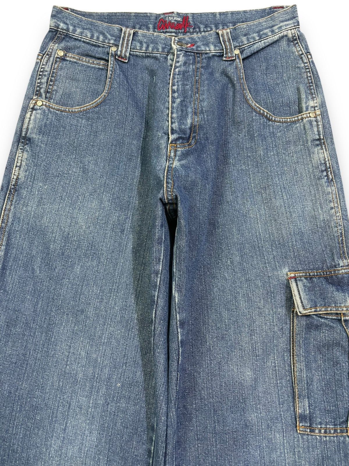 Airwalk Vintage Airwalk Blue Wash Faded Baggy Carpenter Cargo Jeans Size US 31 - 4 Thumbnail