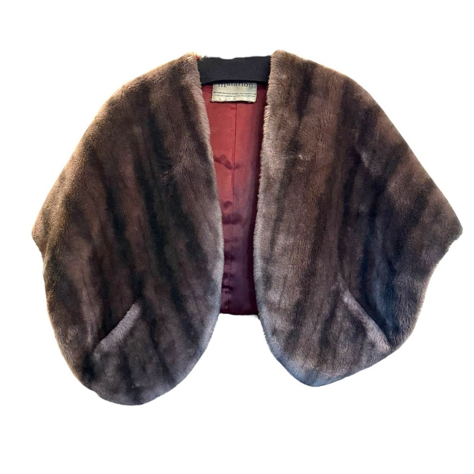 Vintage Vintage Brown Mink Fur Stole Capelet w/ Pockets Silk Lined Size ONE SIZE - 1 Thumbnail