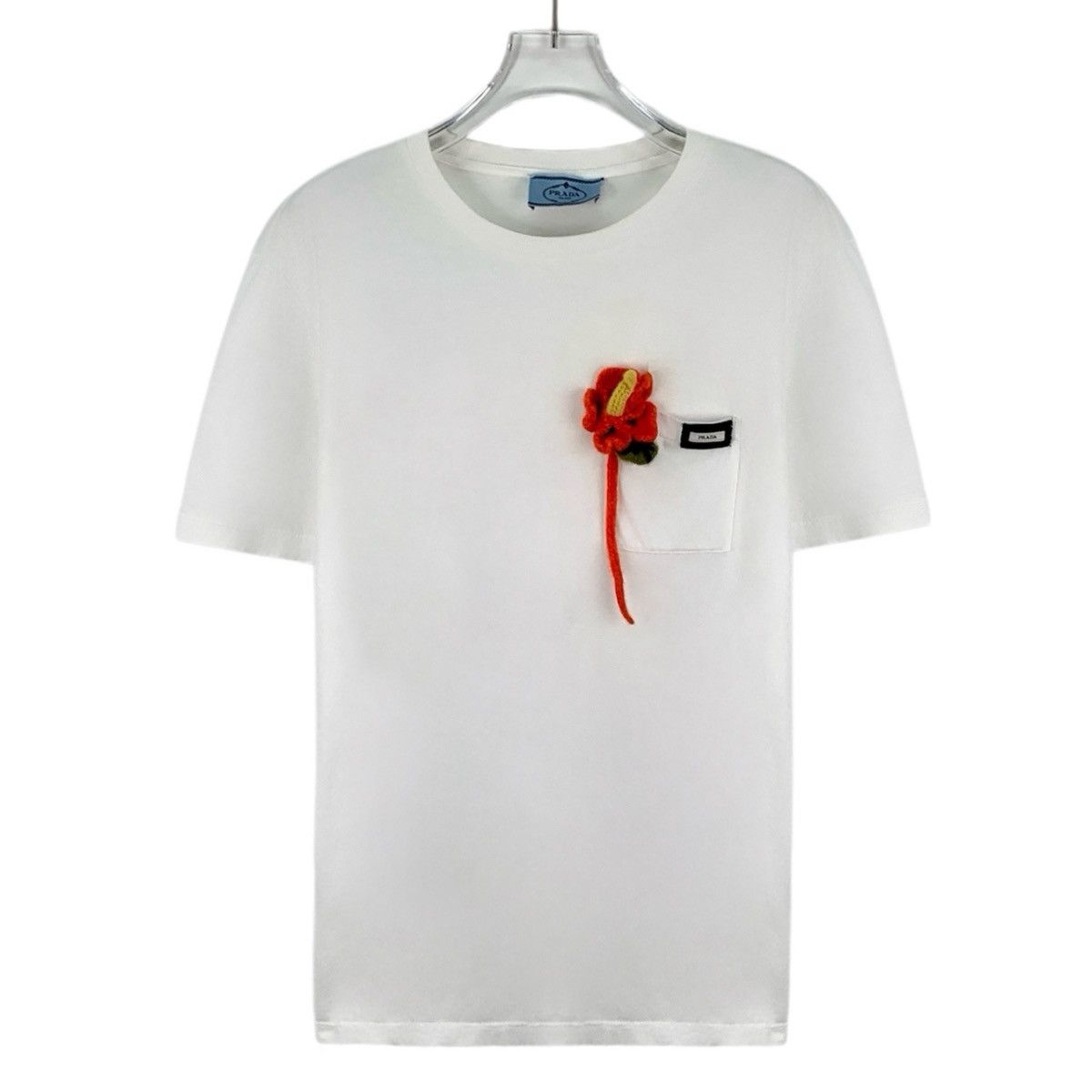 Prada Prada Pocket Floral Embroidered Short Sleeve T-shirt K26WX Size US L / EU 52-54 / 3 - 1 Thumbnail