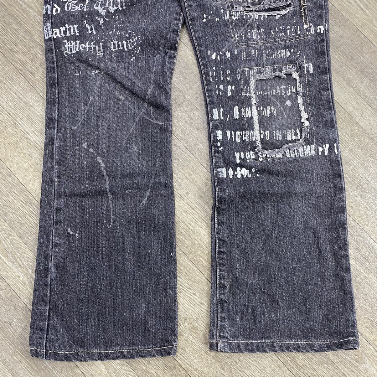 Japanese Brand 2000s Batsu Studio Distressed Punk Cross Lgb Flared Jeans Size US 30 / EU 46 - 3 Thumbnail