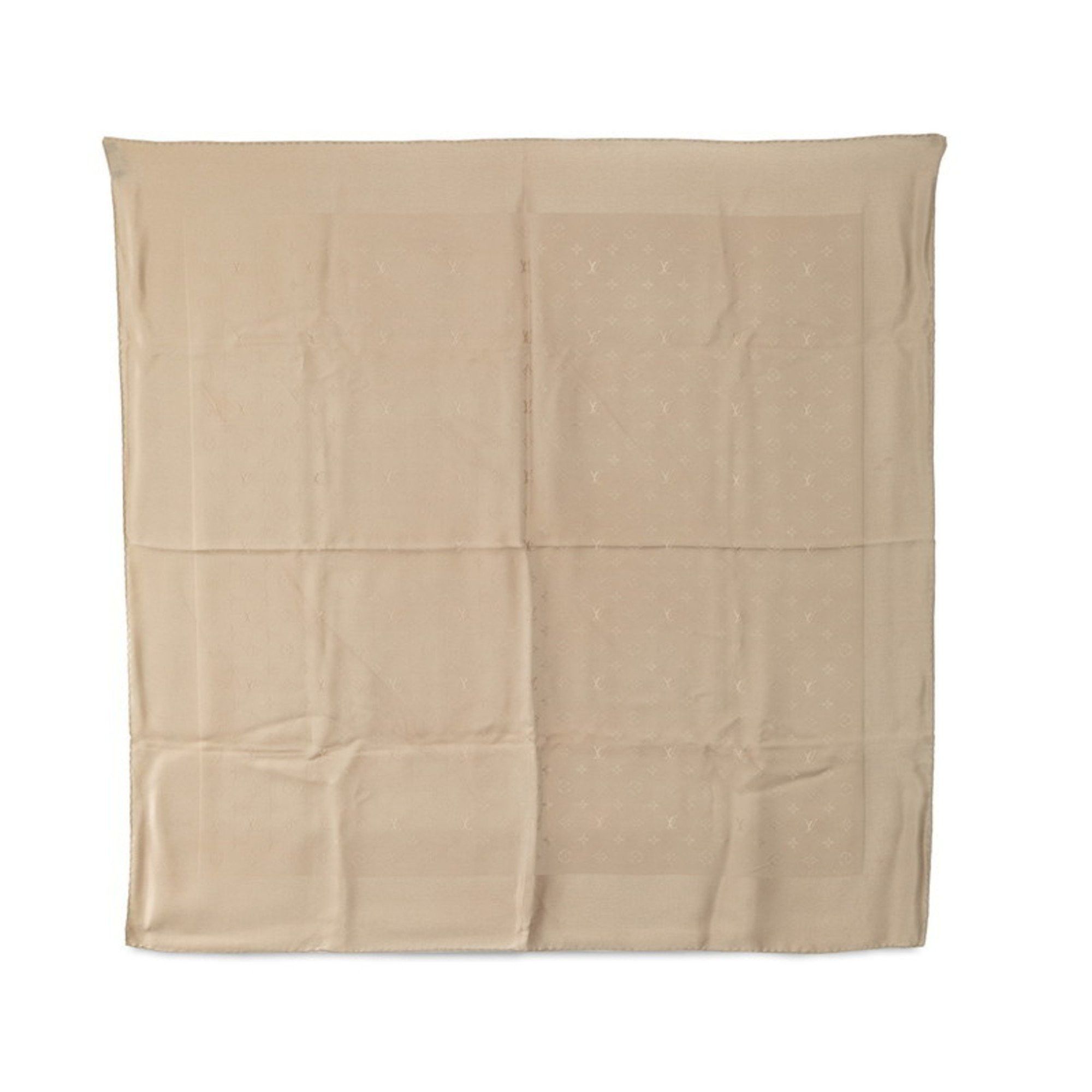 image of Louis Vuitton Monogram Scarf Muffler Stole Beige Gray Silk Women's Louis Vuitton