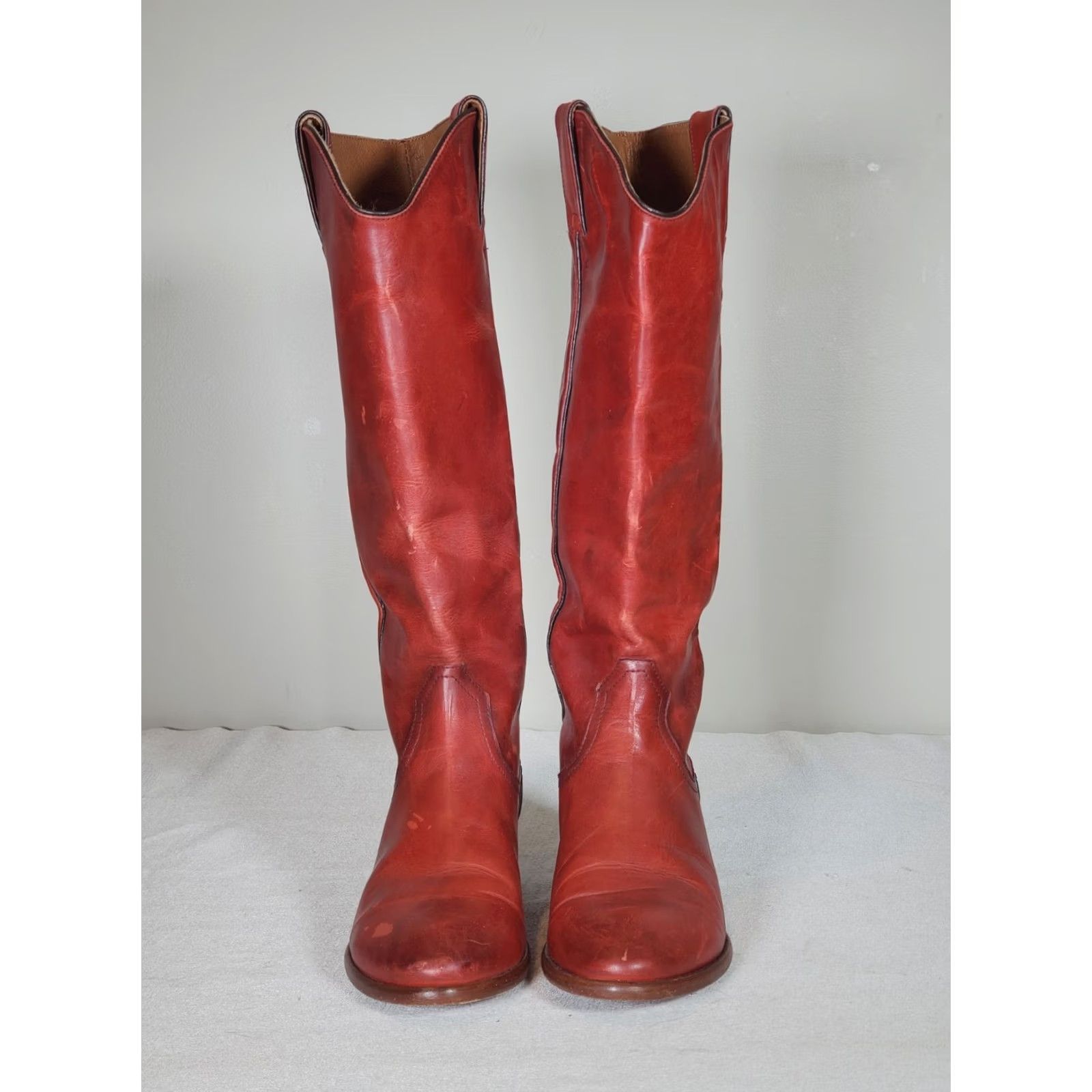 Frye FRYE Carson Pull On Tall Riding Boots Crimson Red 3470833-CMJ Women's US 7.5 M Boots Riding Leather Shaft 15" Black? Size US 8 / IT 38 - 6 Thumbnail